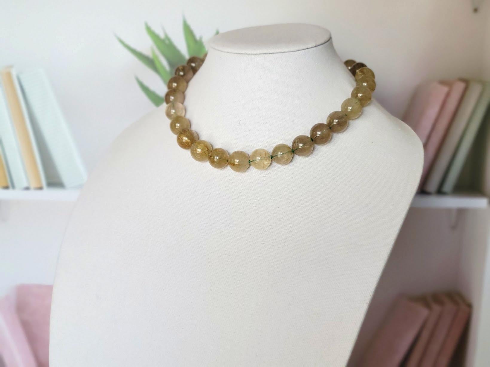 Collana in quarzo oro rutilato e turchese in vendita 2