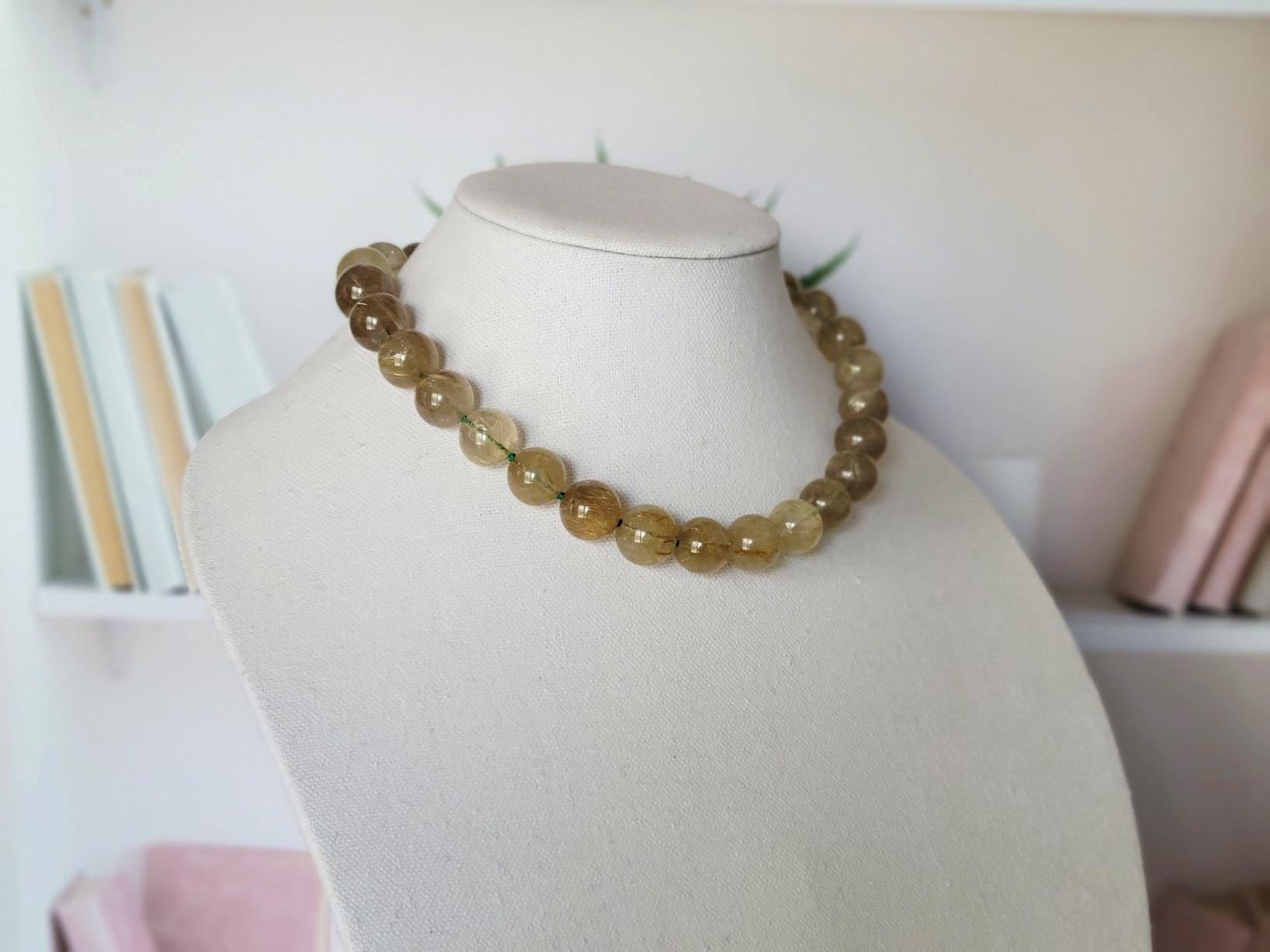 Collana in quarzo oro rutilato e turchese in vendita 3