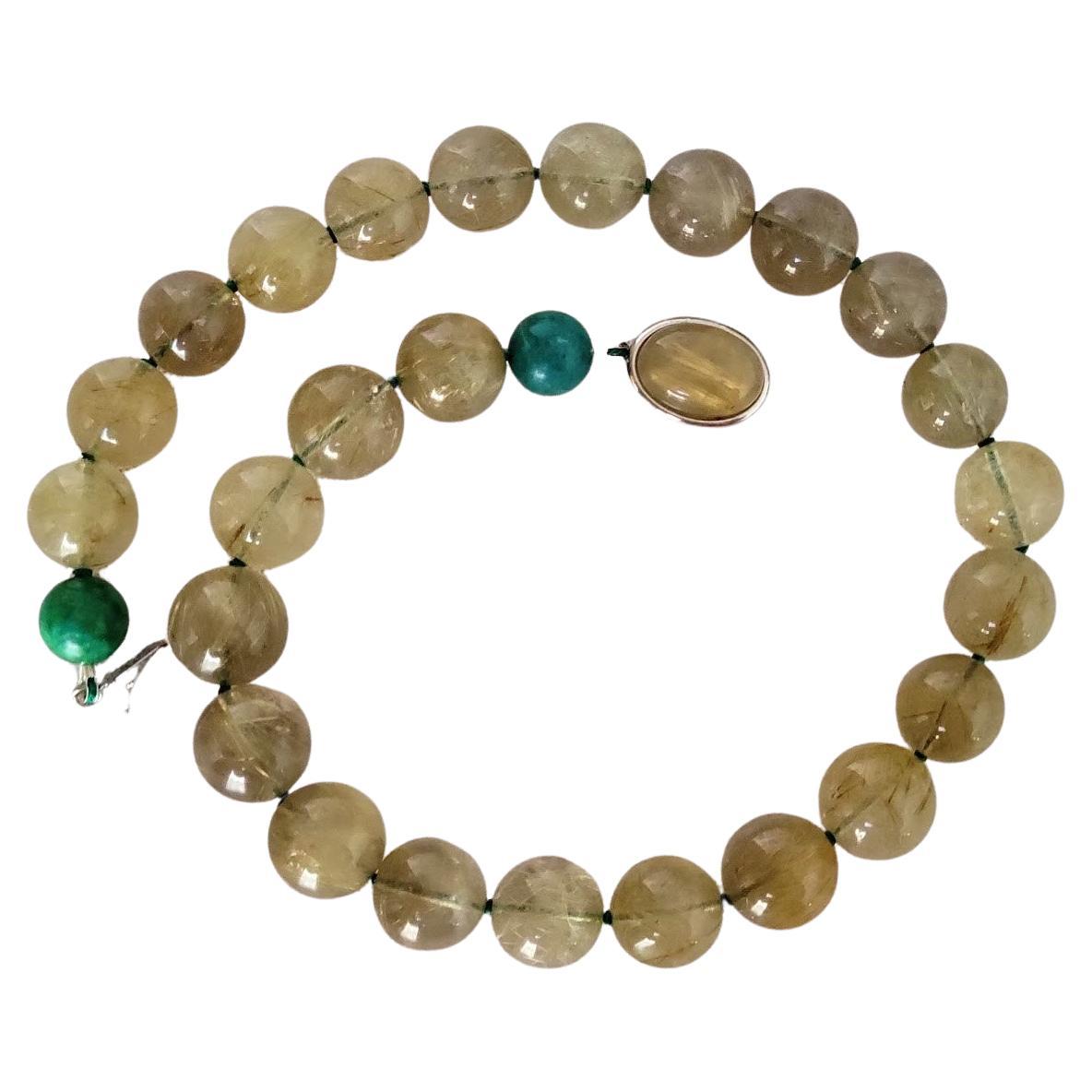 Rutilated Gold Quartz and Turquoise Necklace