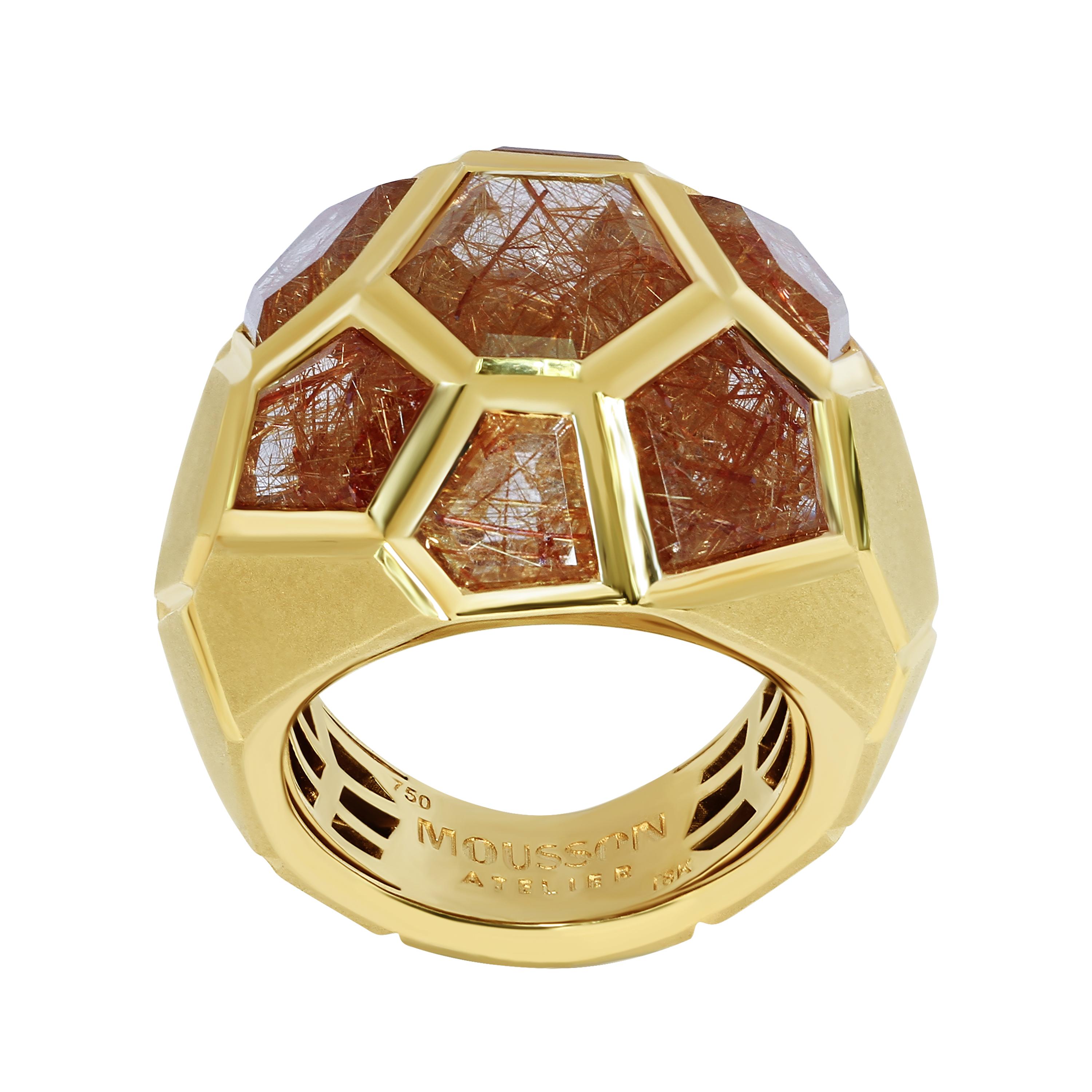 Rutilated Quartz 11.26 Carat 18 Karat Yellow Gold Geometry Ring
We present to your attention our New Collection 