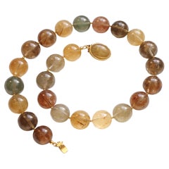 Rutilated Quartz Beaded Necklace by Noblesse Oblige Studio, 17.5"