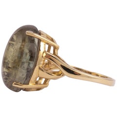 Rutilated Quartz Cocktail Ring 9 Karat Yellow Gold