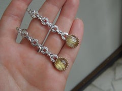 Rutilated Quartz Mid-Century Pendulum Earrings