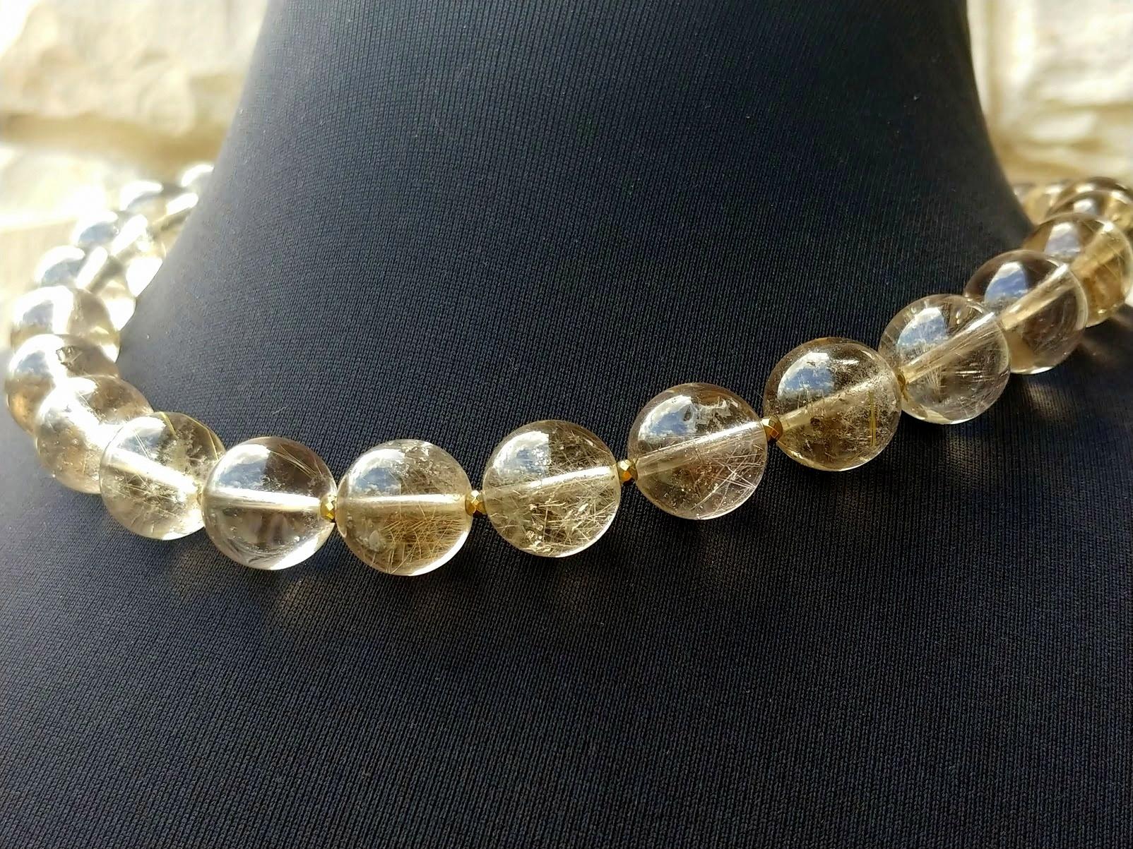 Bead Rutilated Quartz Necklace For Sale