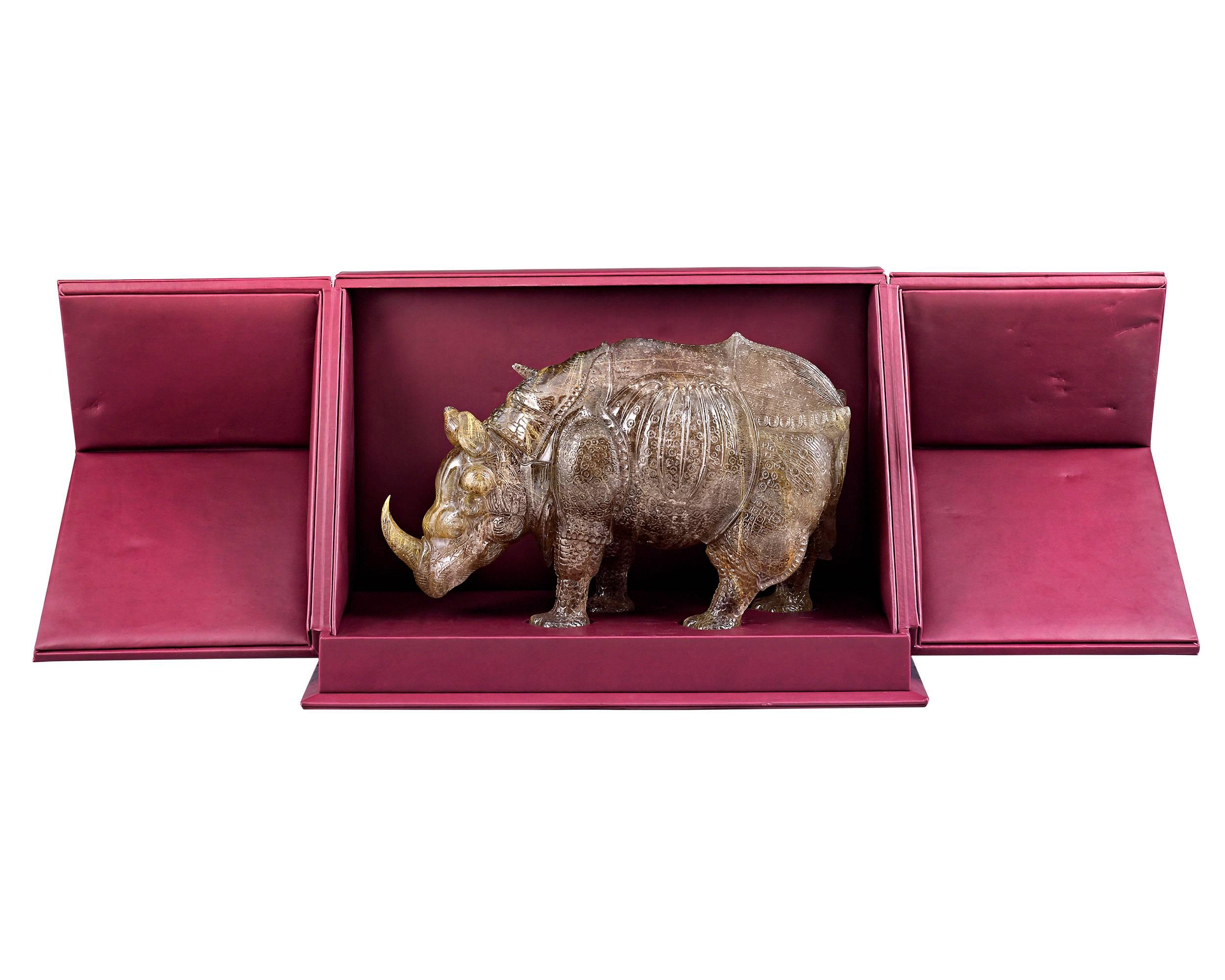 Rhinocéros en quartz rutile par Andreas von Zadora-Gerlof Excellent état à New Orleans, LA