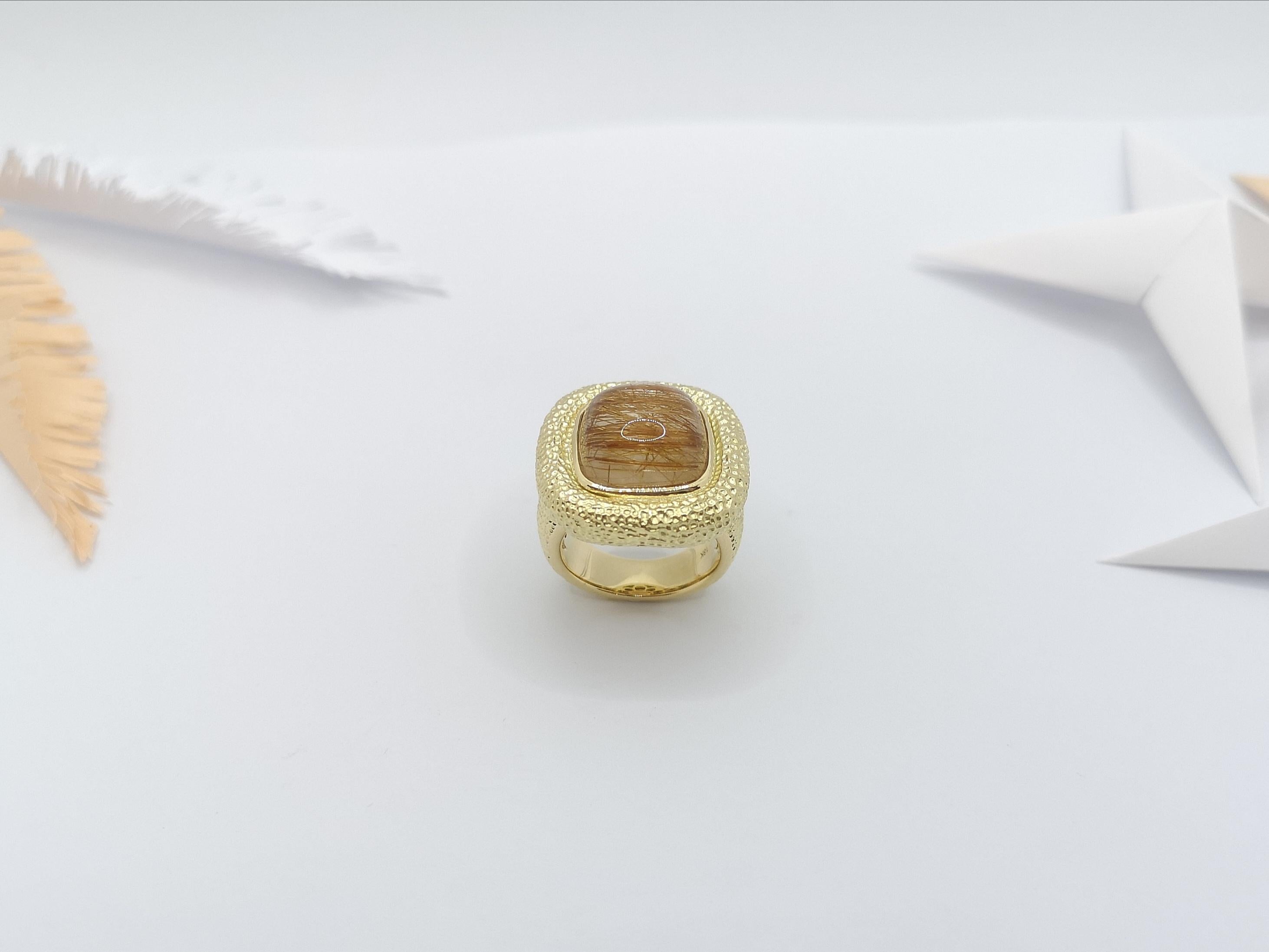 Rutilated Quartz Ring Set in 18 Karat Gold Settings For Sale 10
