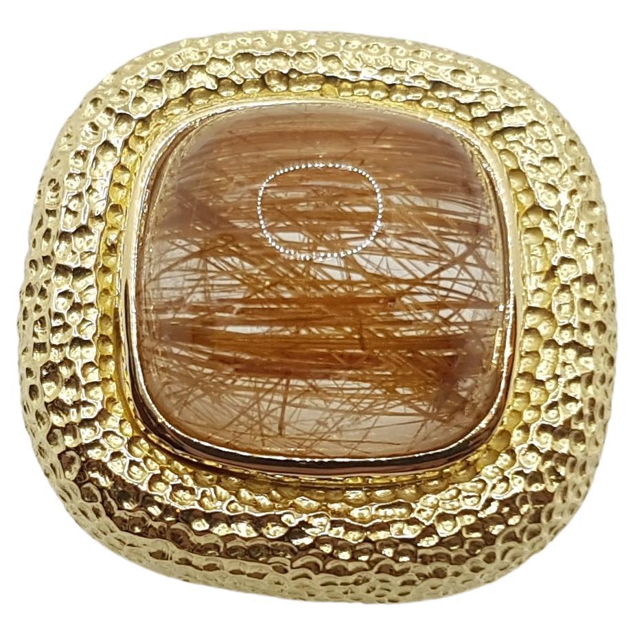 Rutilated Quartz Ring Set in 18 Karat Gold Settings For Sale