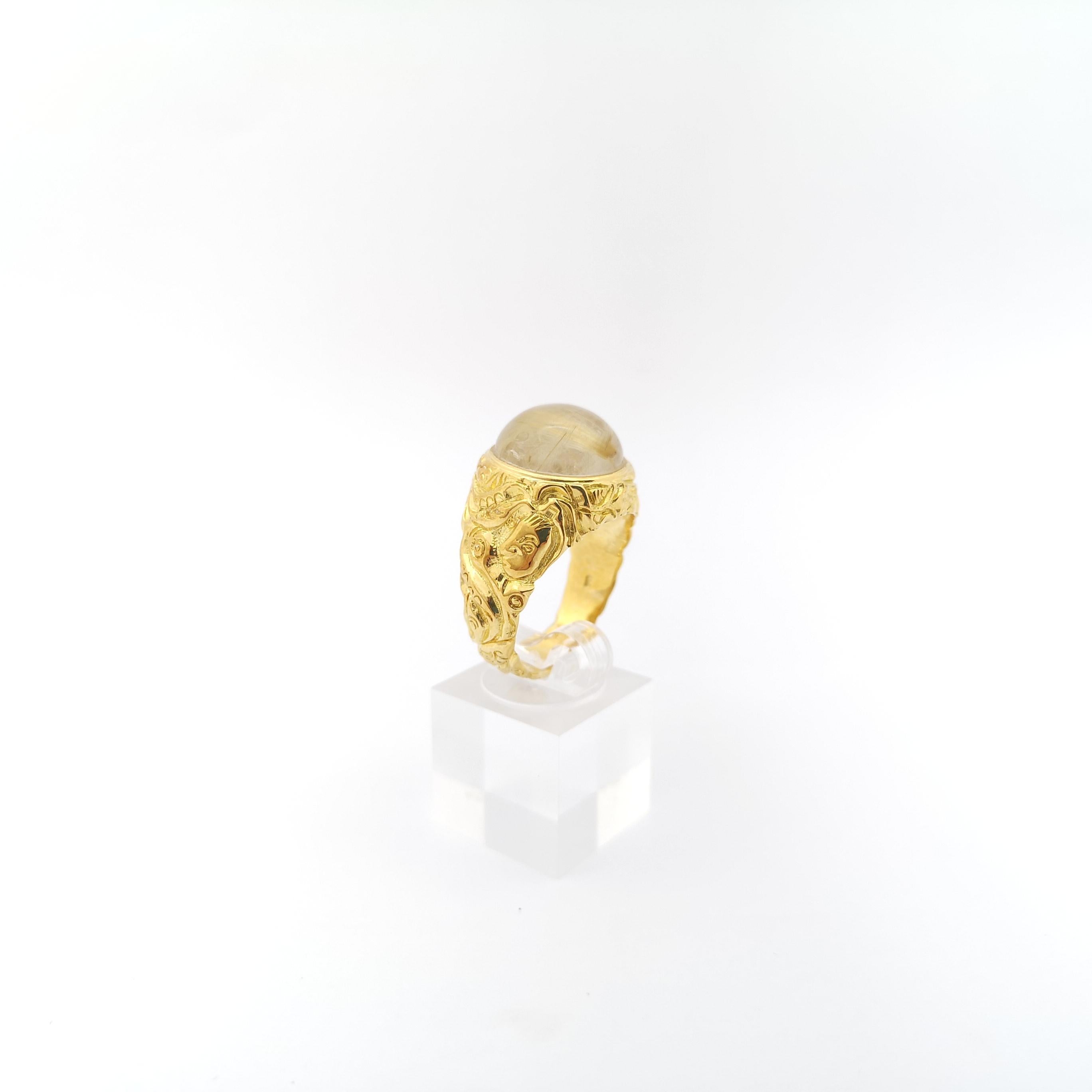 Rutilated Quartz Ring set in 18K Gold Settings For Sale 4