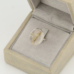 Rutilated quartz silver ring, beautiful natural inclusions