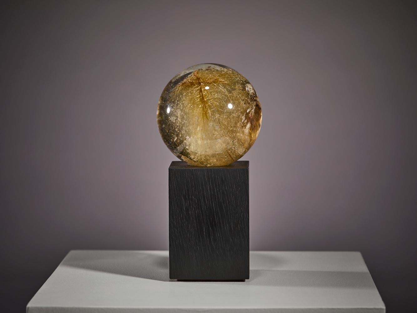 Rutilated quartz sphere For Sale 11