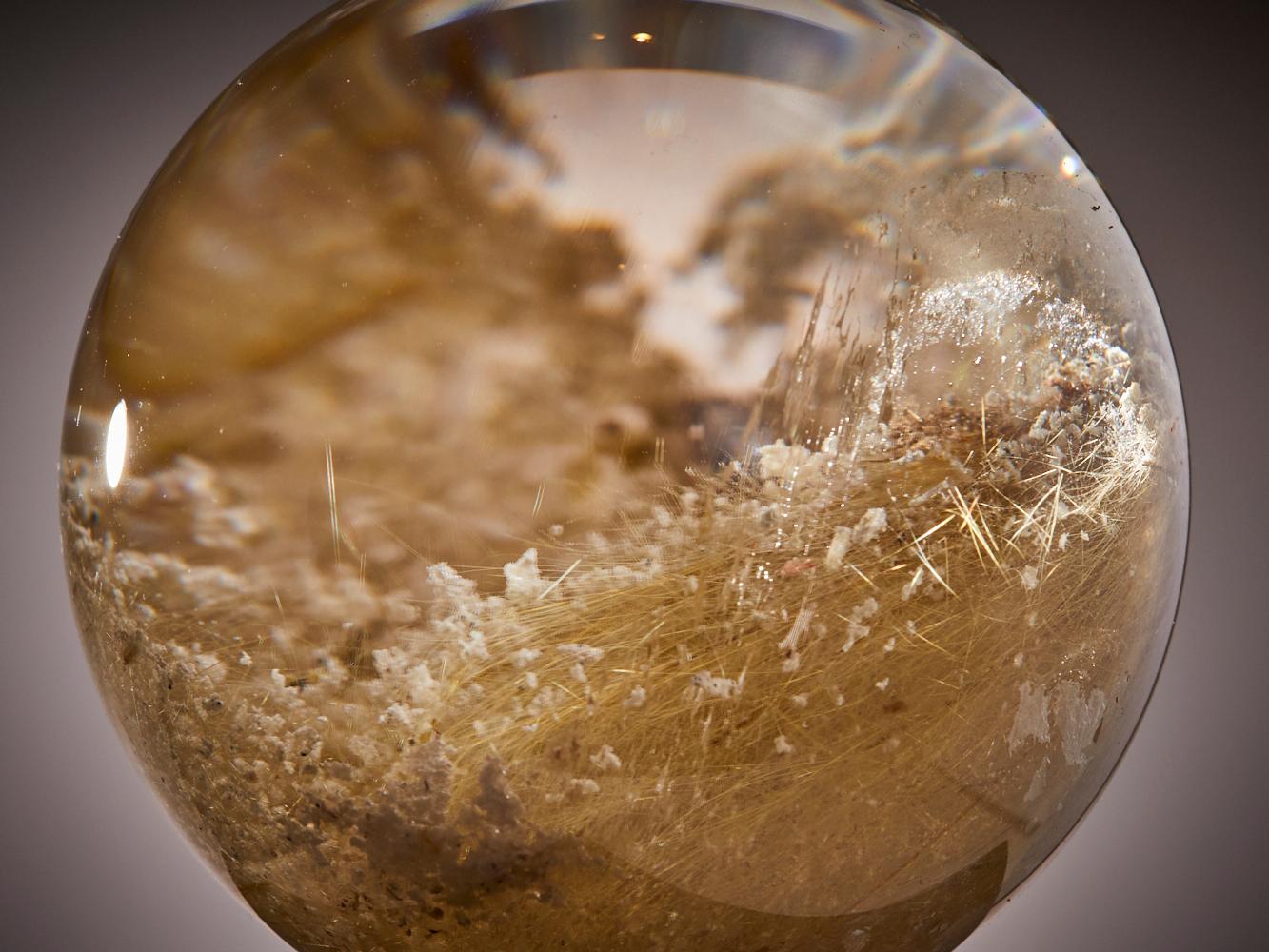 18th Century and Earlier Rutilated quartz sphere For Sale