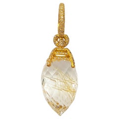 Colgante de Cuarzo Rutilado con Diamante Marrón engastado en Oro de 18K