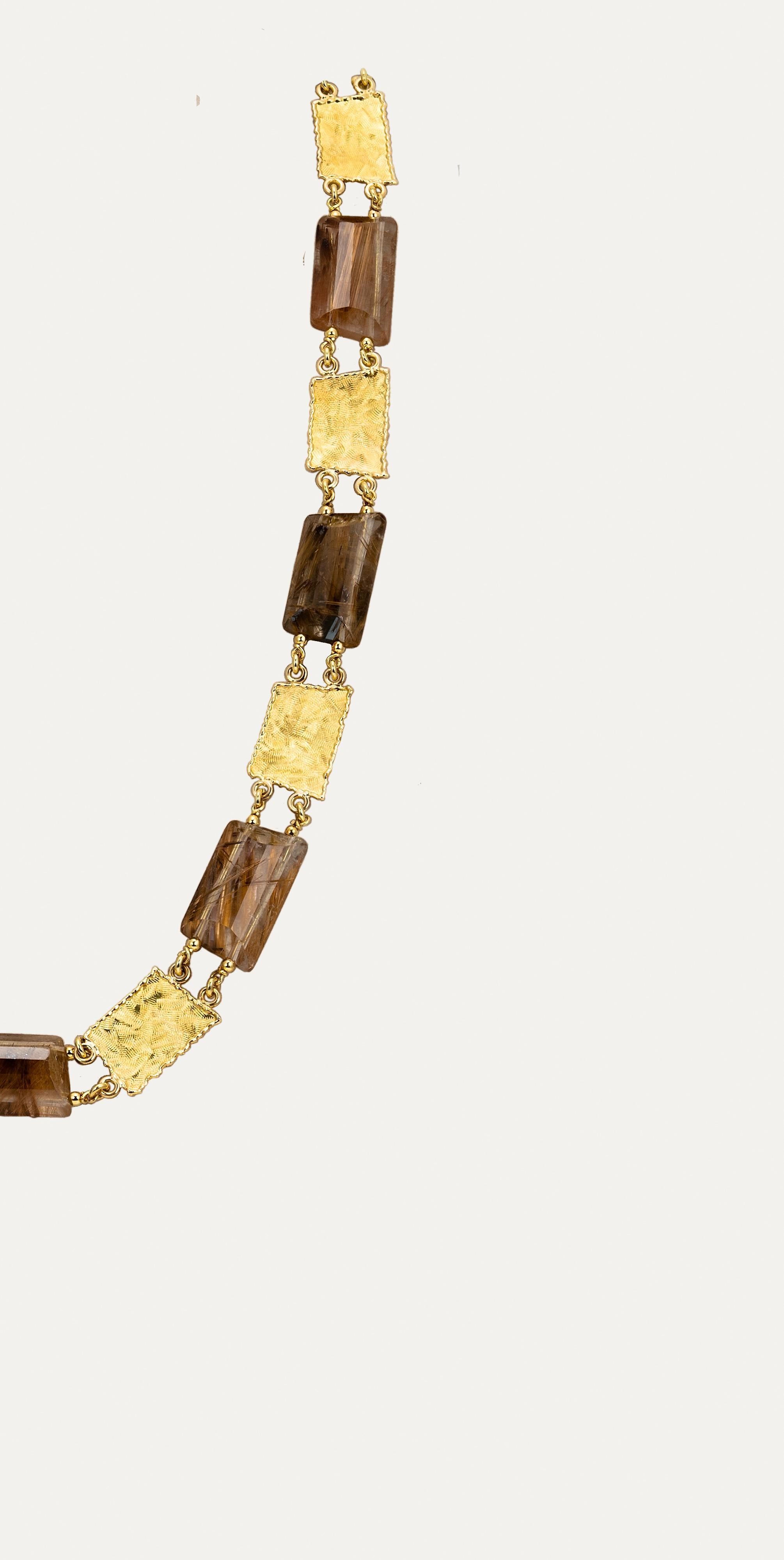 Collier en or jaune avec quartz rutilé Excellent état - En vente à Lisboa, PT