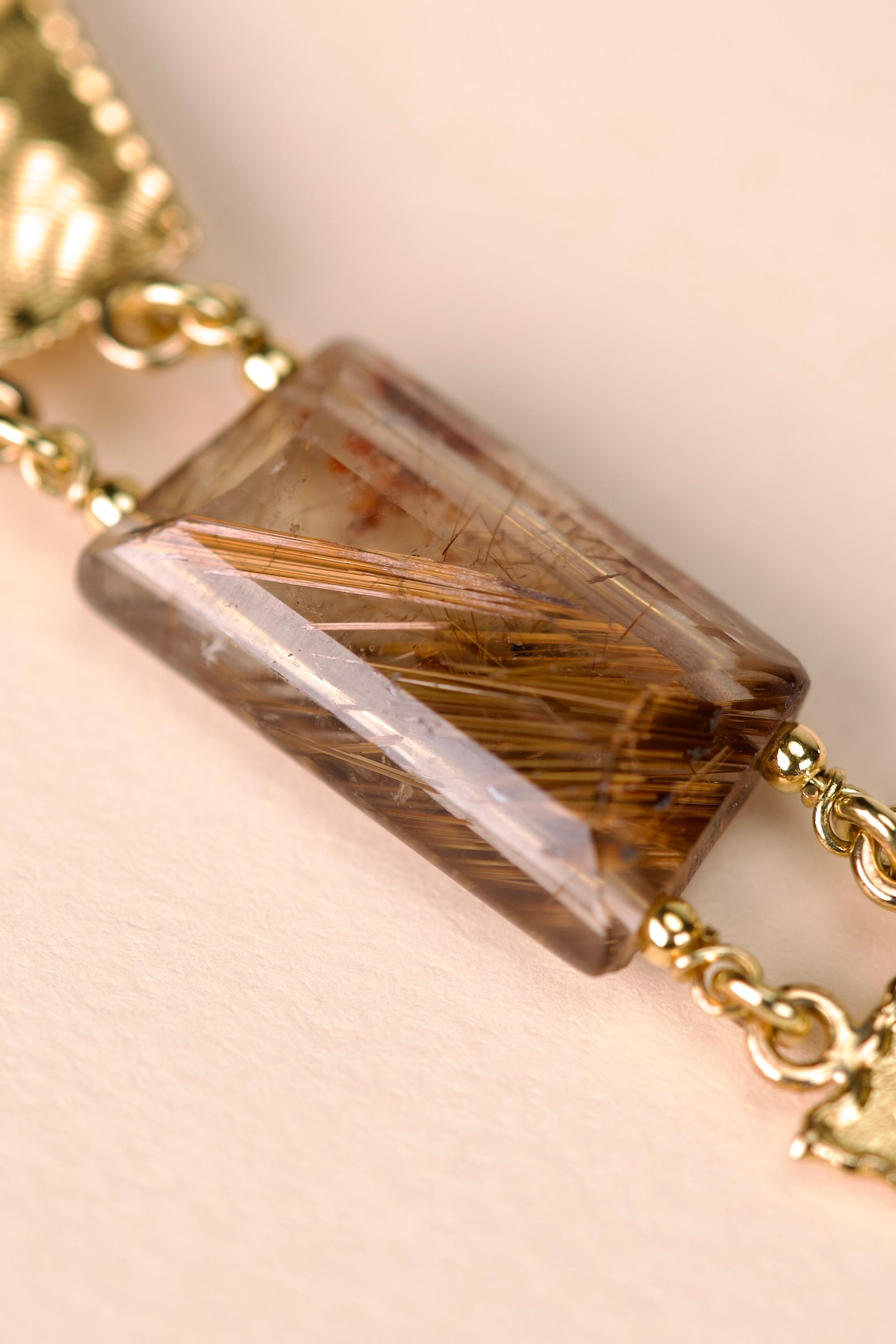 Collier en or jaune avec quartz rutilé Pour femmes en vente