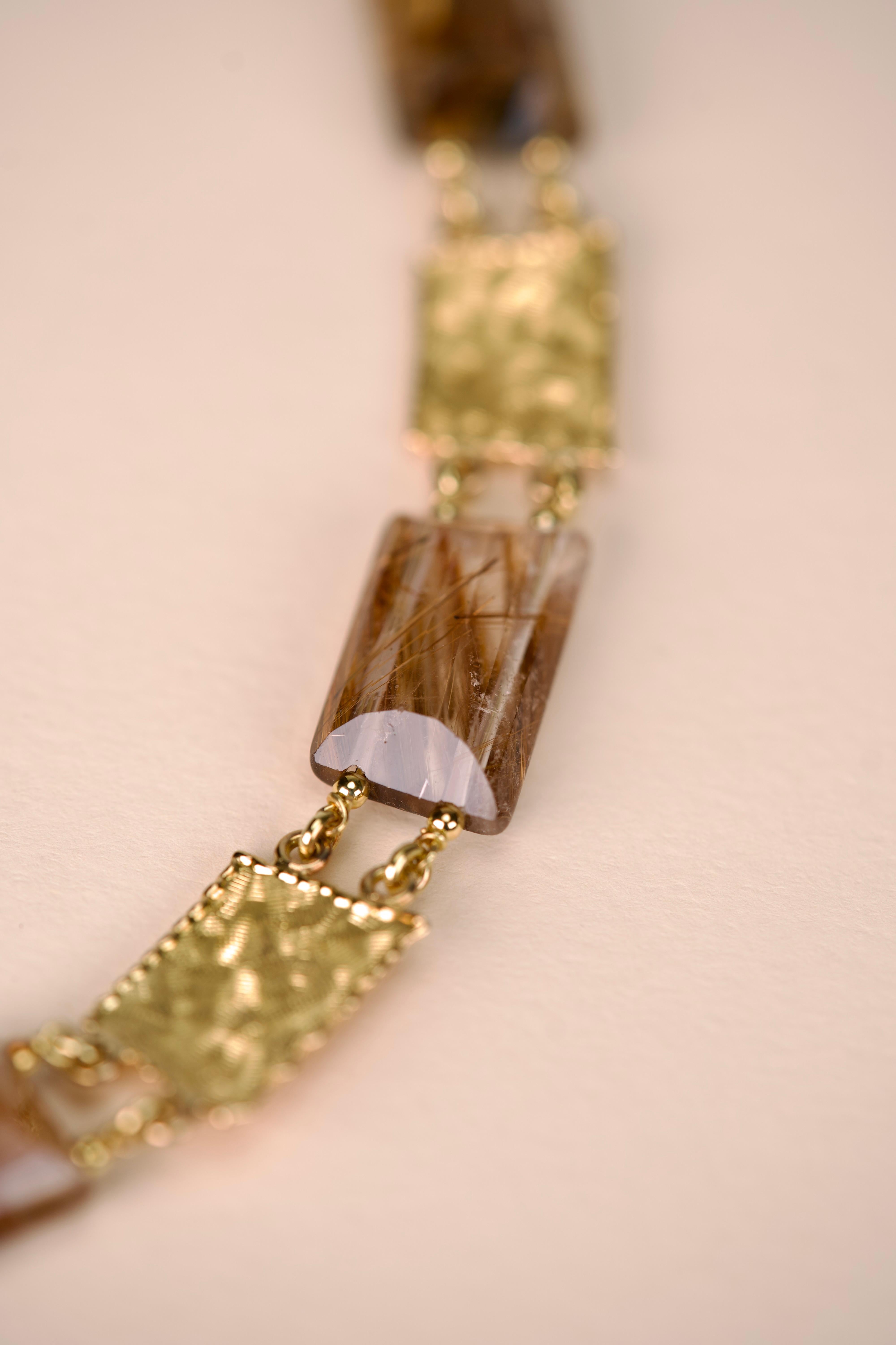 Collier en or jaune avec quartz rutilé en vente 2