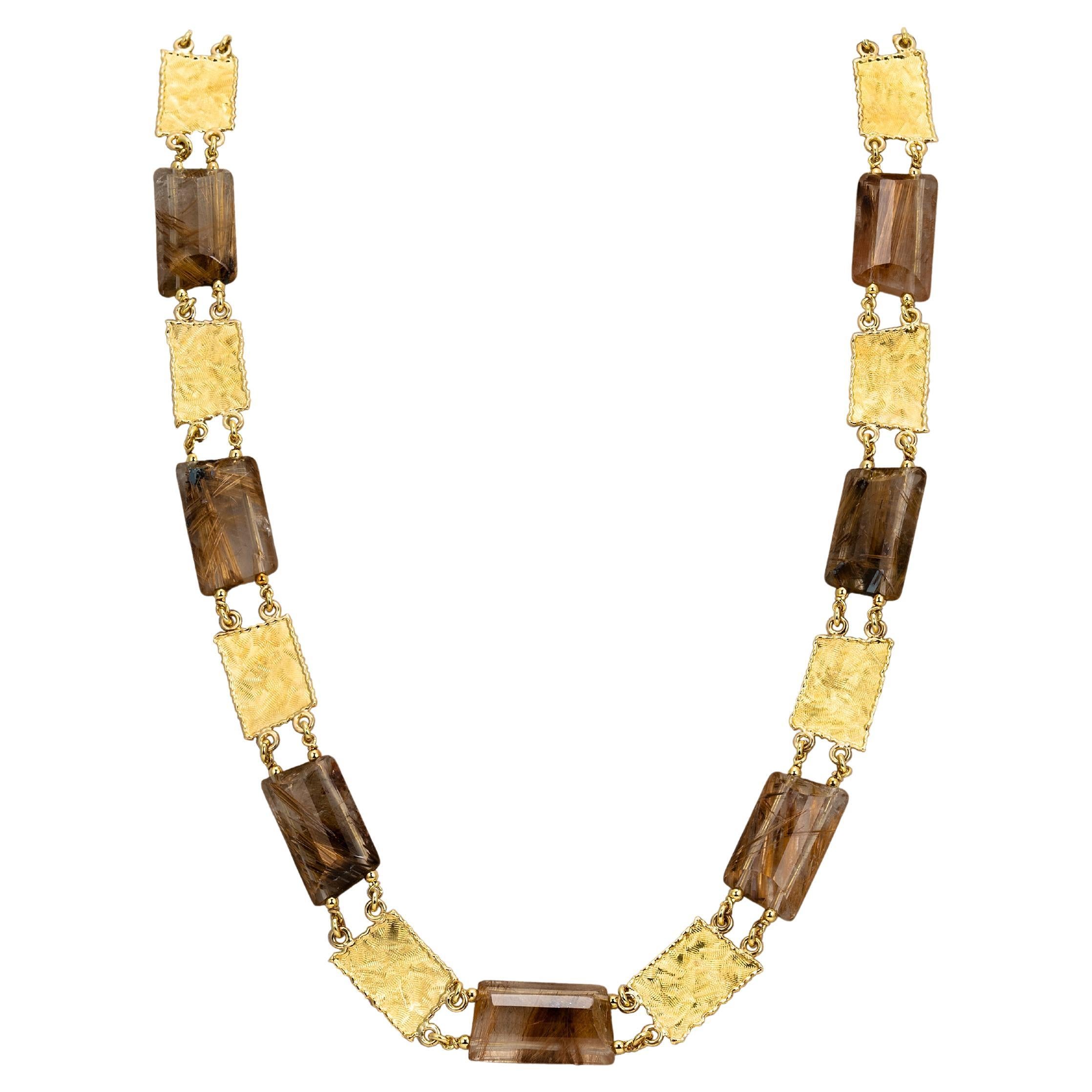 Collier en or jaune avec quartz rutilé en vente