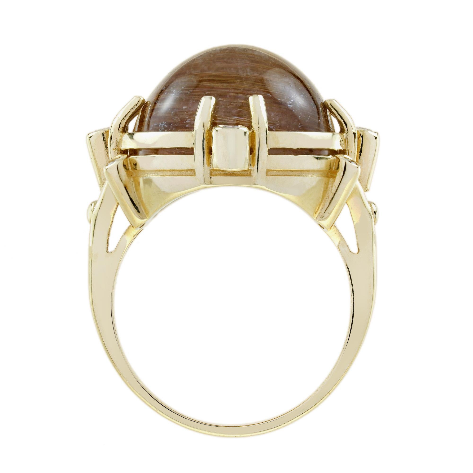 Women's 16.70 Ct. Rutilated Quartz and Diamond Vintage Style Cocktail Ring in 18K Gold