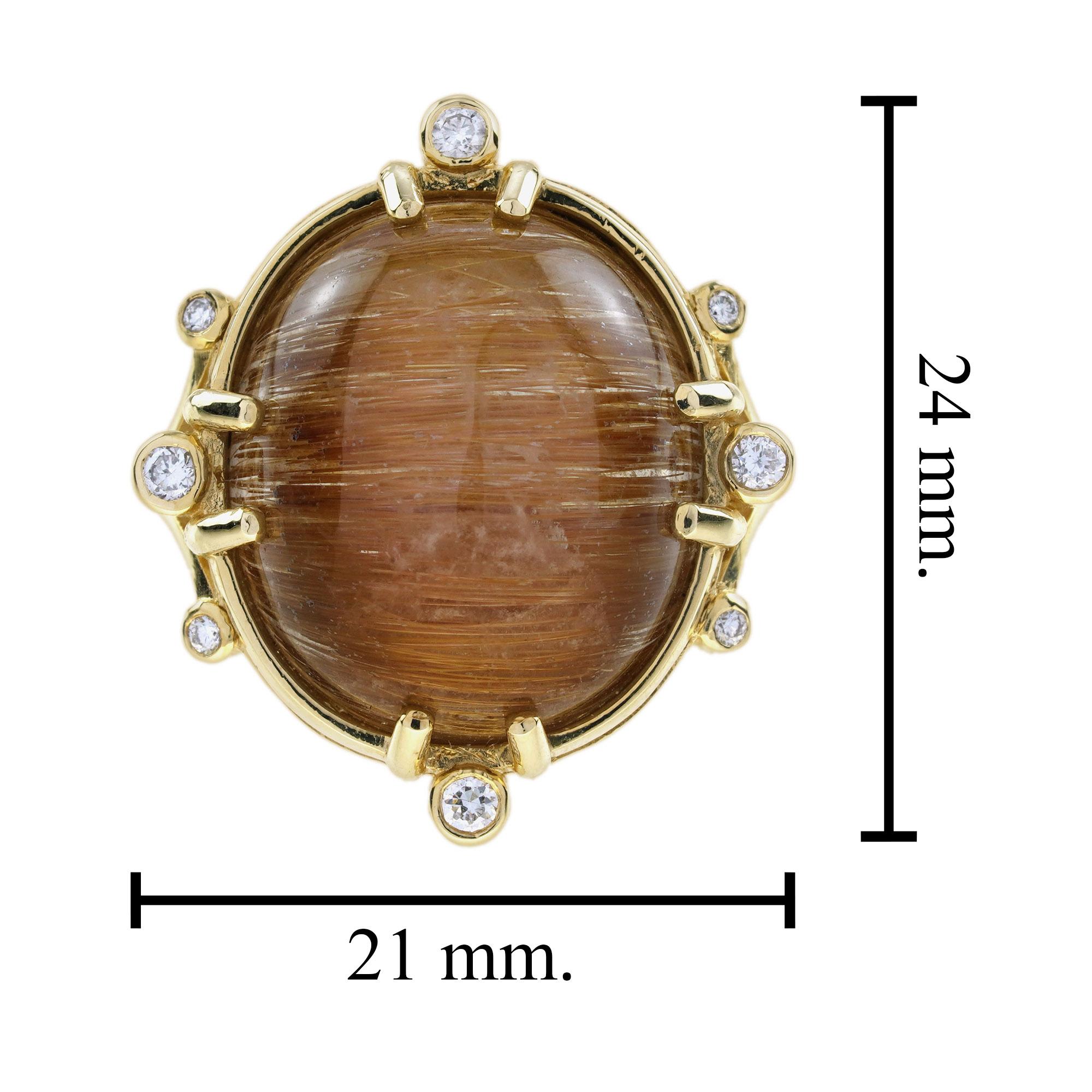 16.70 Ct. Rutilated Quartz and Diamond Vintage Style Cocktail Ring in 18K Gold 1