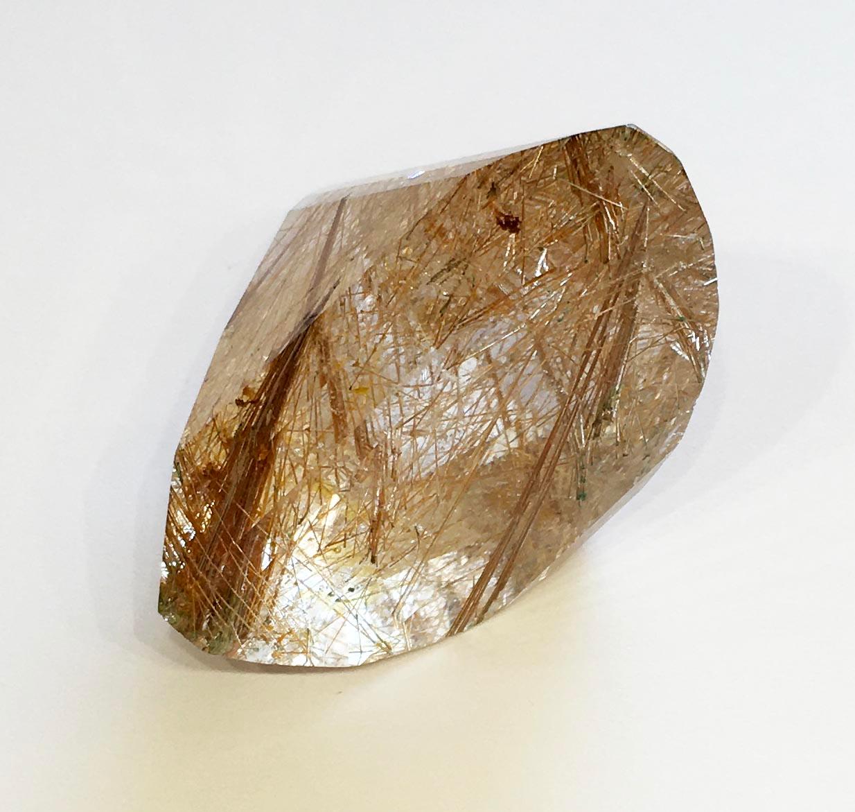 Rutile Quartz Collectors Piece, Triangle Cut 198.2 Carat For Sale 10