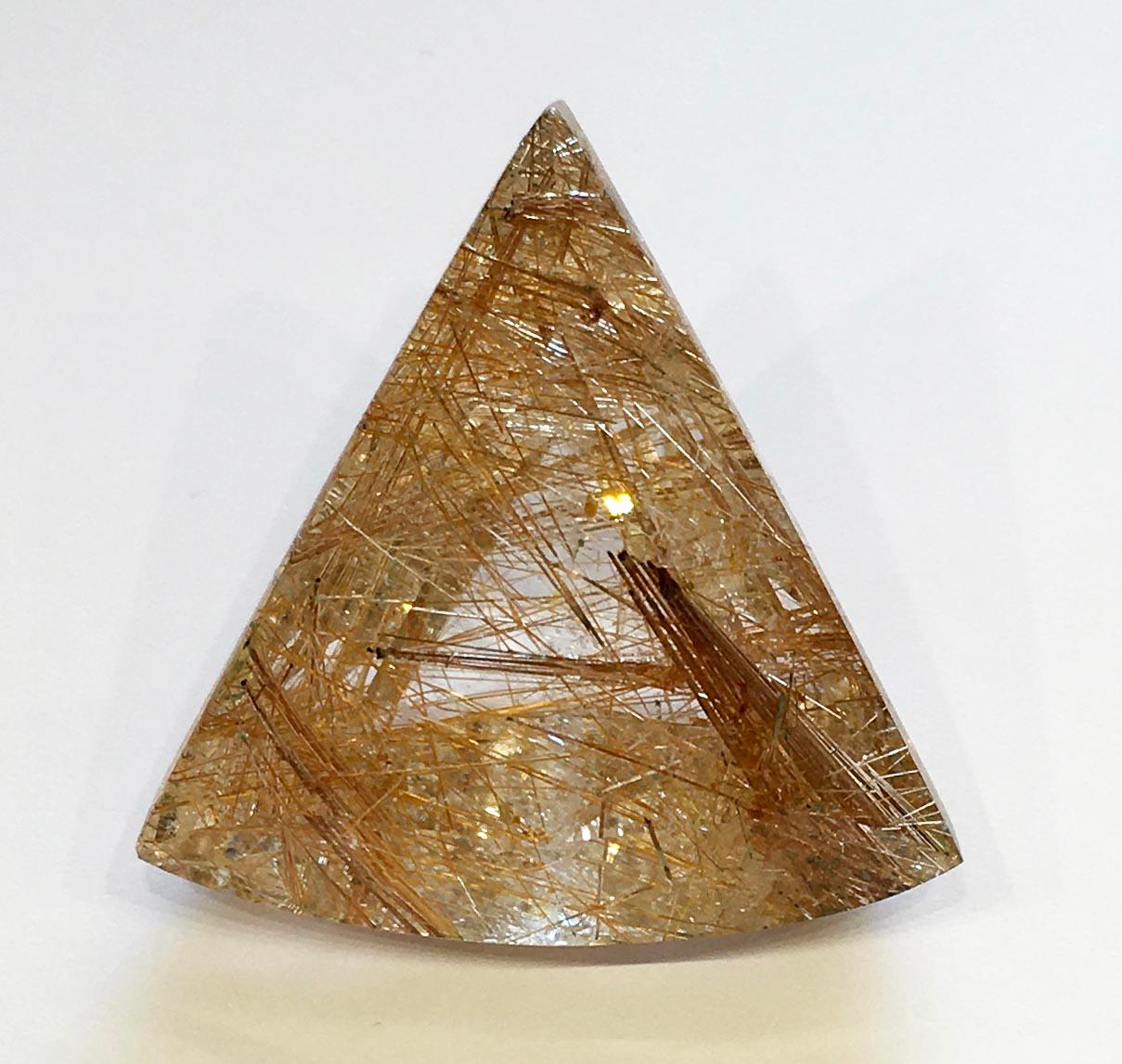 Rutile Quartz Collectors Piece, Triangle Cut 198.2 Carat In New Condition For Sale In Seattle, WA