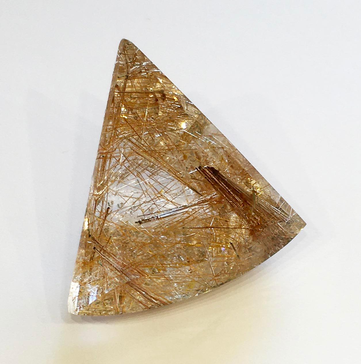 Rutile Quartz Collectors Piece, Triangle Cut 198.2 Carat For Sale 2