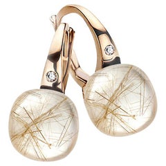 Rutile Quartz Earrings in 18tk Rose Gold by BIGLI