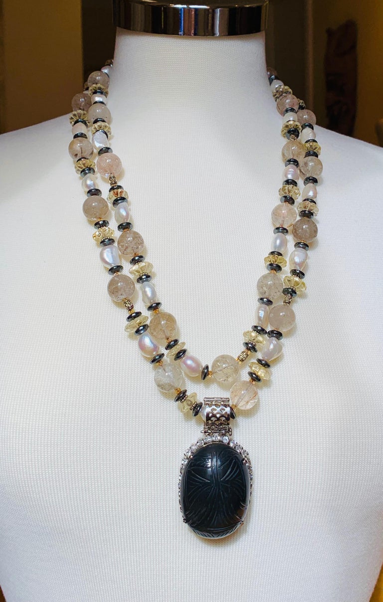 •NYX• rutilated quartz + citrine mixed metal necklace (26