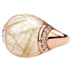 Bague Rutile en or rose 18 carats et quartz par Bigli