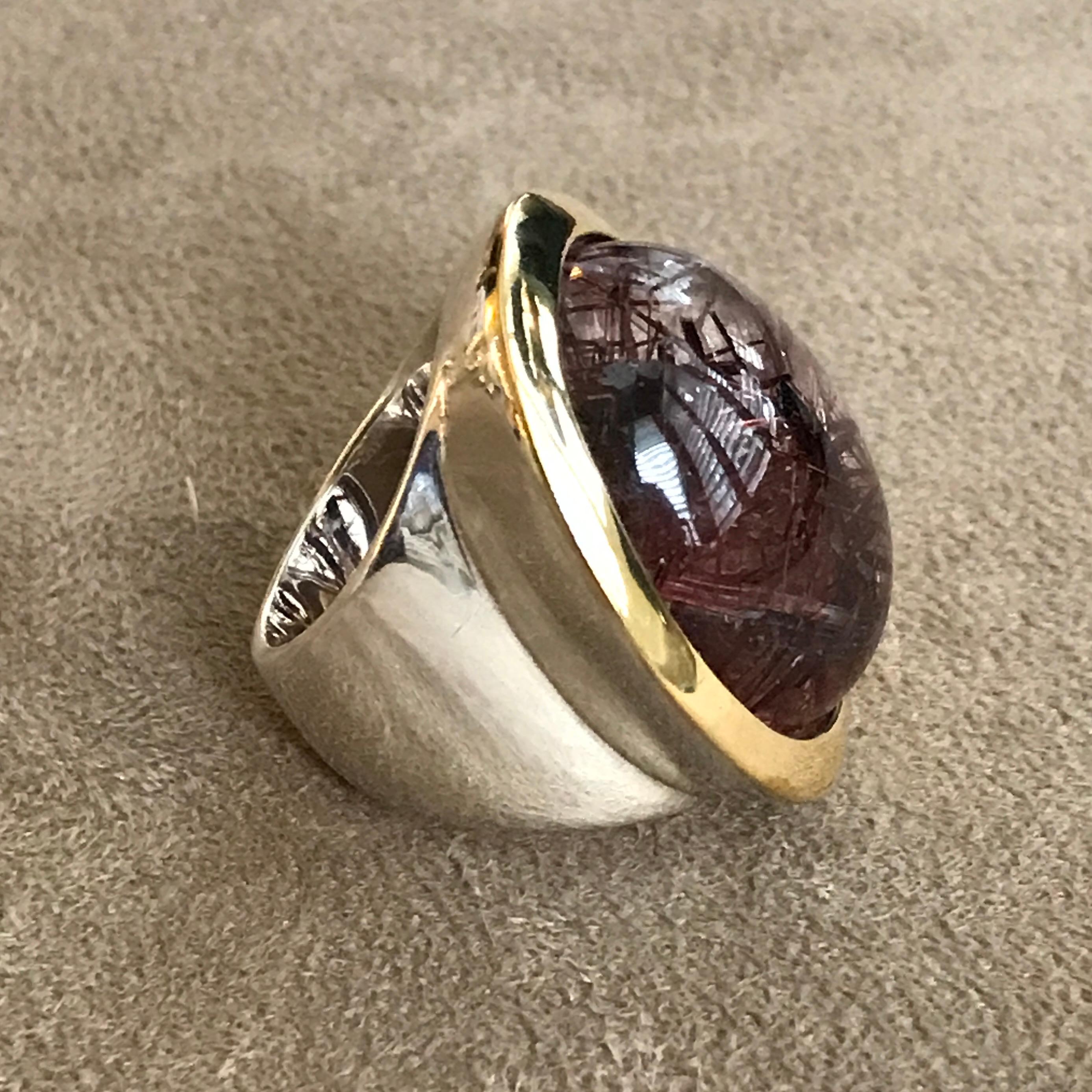 Women's or Men's Rutile Quartz set 'Debs' ring For Sale