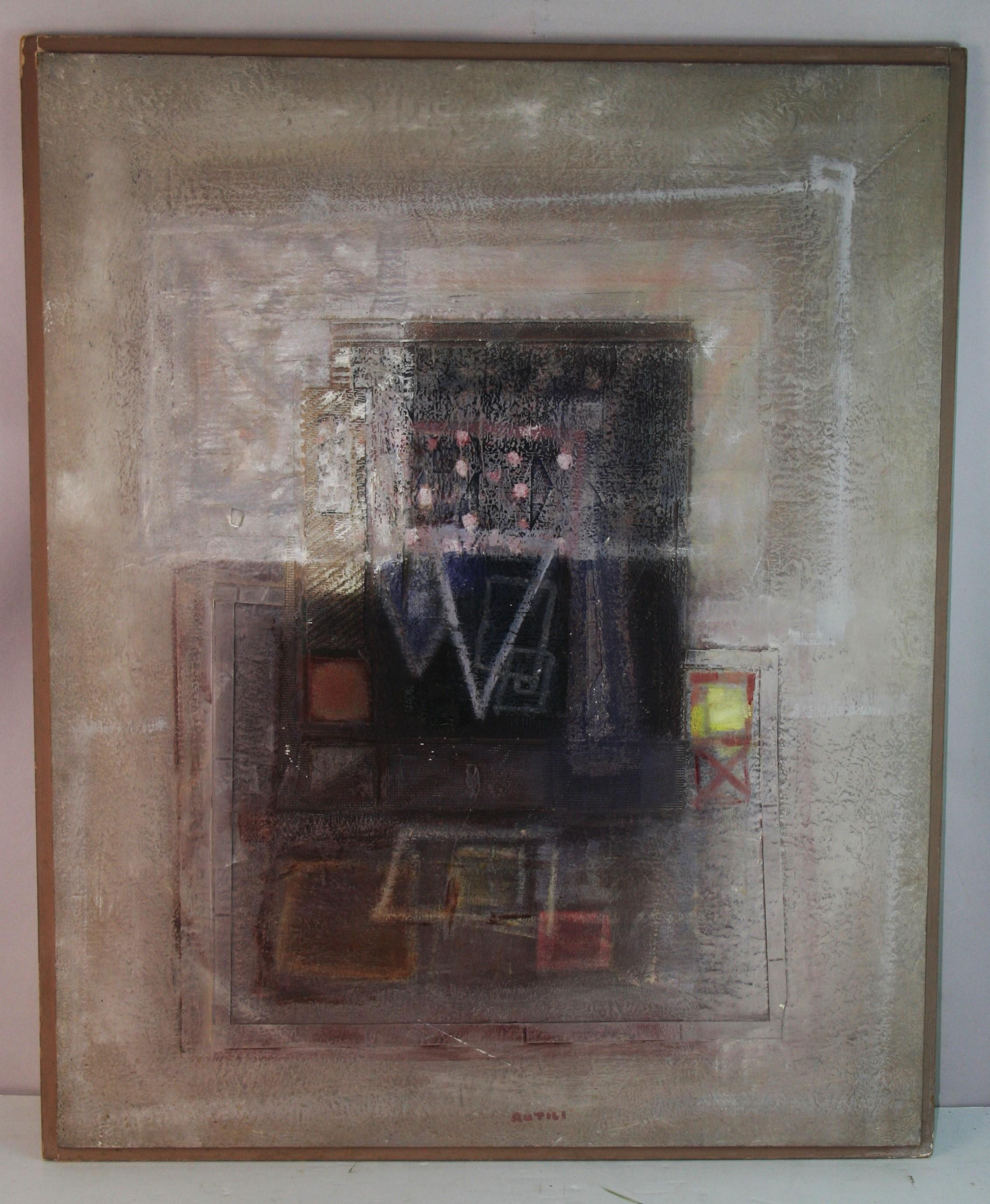 Italian Futuristic Abstract Expressionist Light tones oil Painting
