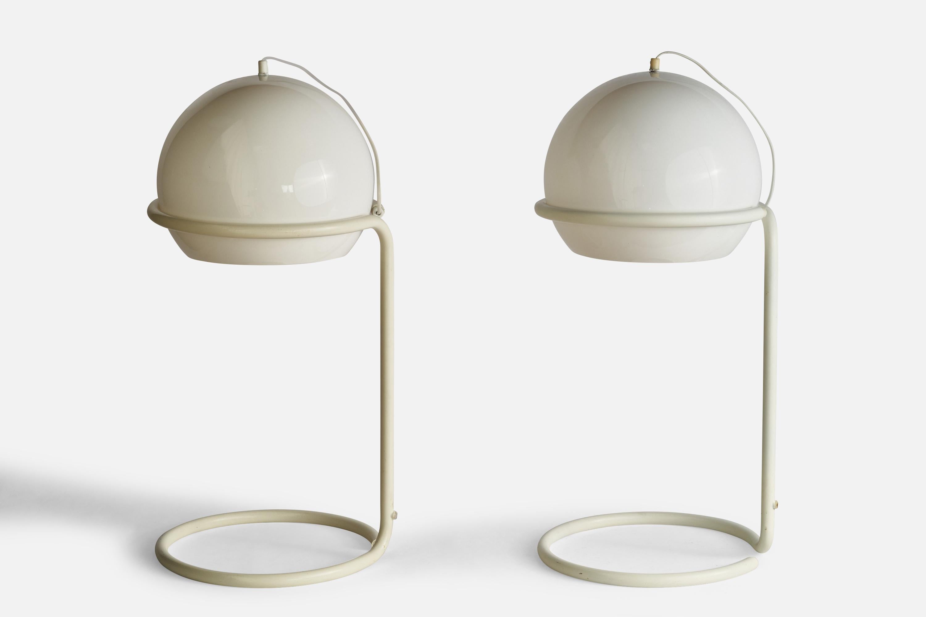 Swedish Ruud Ekstrand, Large Table Lamps, Metal, Acrylic, Sweden, 1970s For Sale