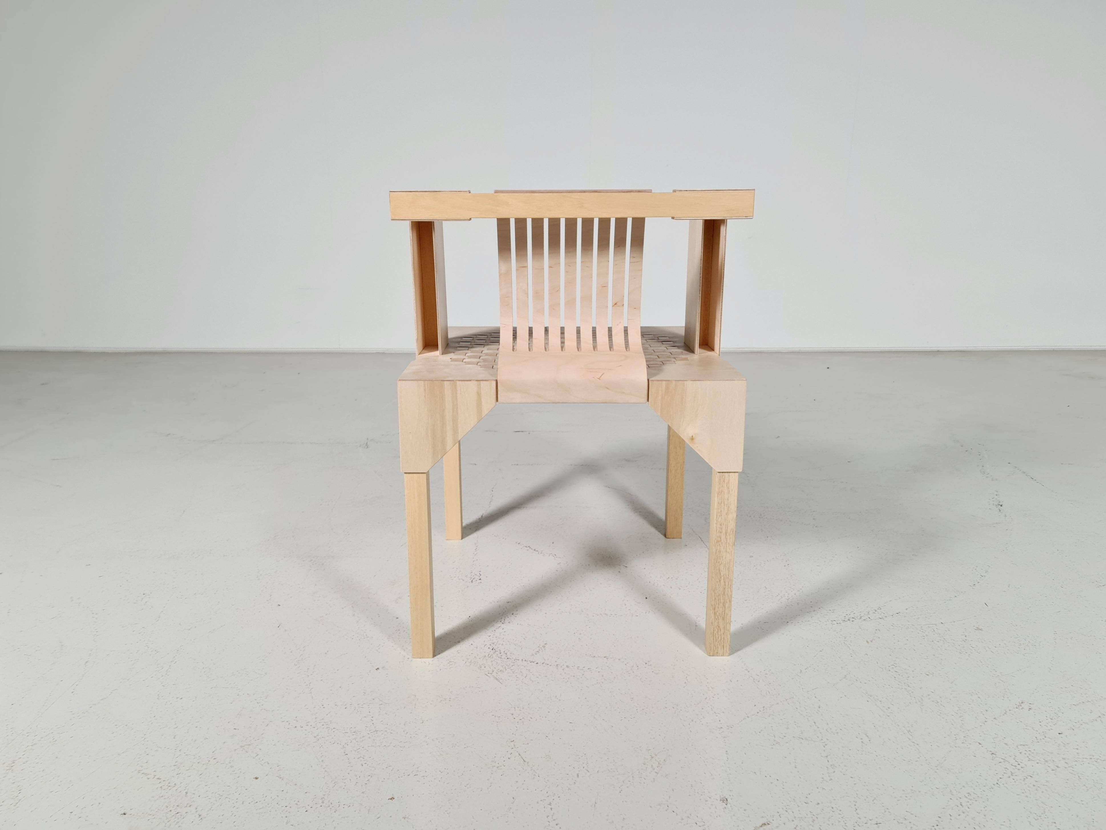 Re-edition of the Chair 40, Ruud Jan Kokke, the Netherlands, 1990. Unlimited quantities to order.

Made of birch and magnolia wood. On the frame, he applied wickerwork of thin but very strong aircraft plywood. This ensures a pleasantly soft seat.
