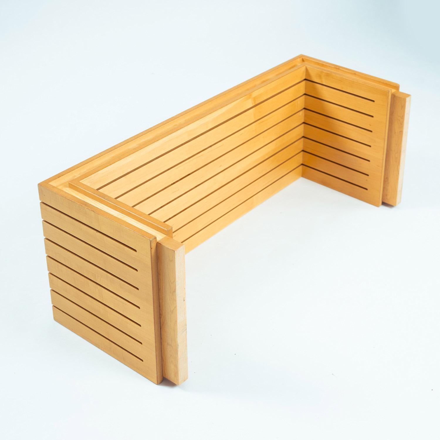 Banco de listones de madera de olmo Ruud Jan Kokke, diseño holandés años 80 en venta 2