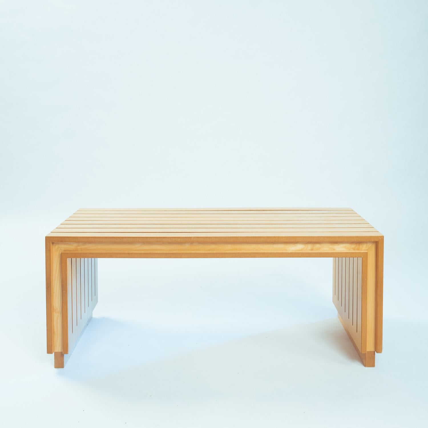 Banco de listones de madera de olmo Ruud Jan Kokke, diseño holandés años 80 en venta 3