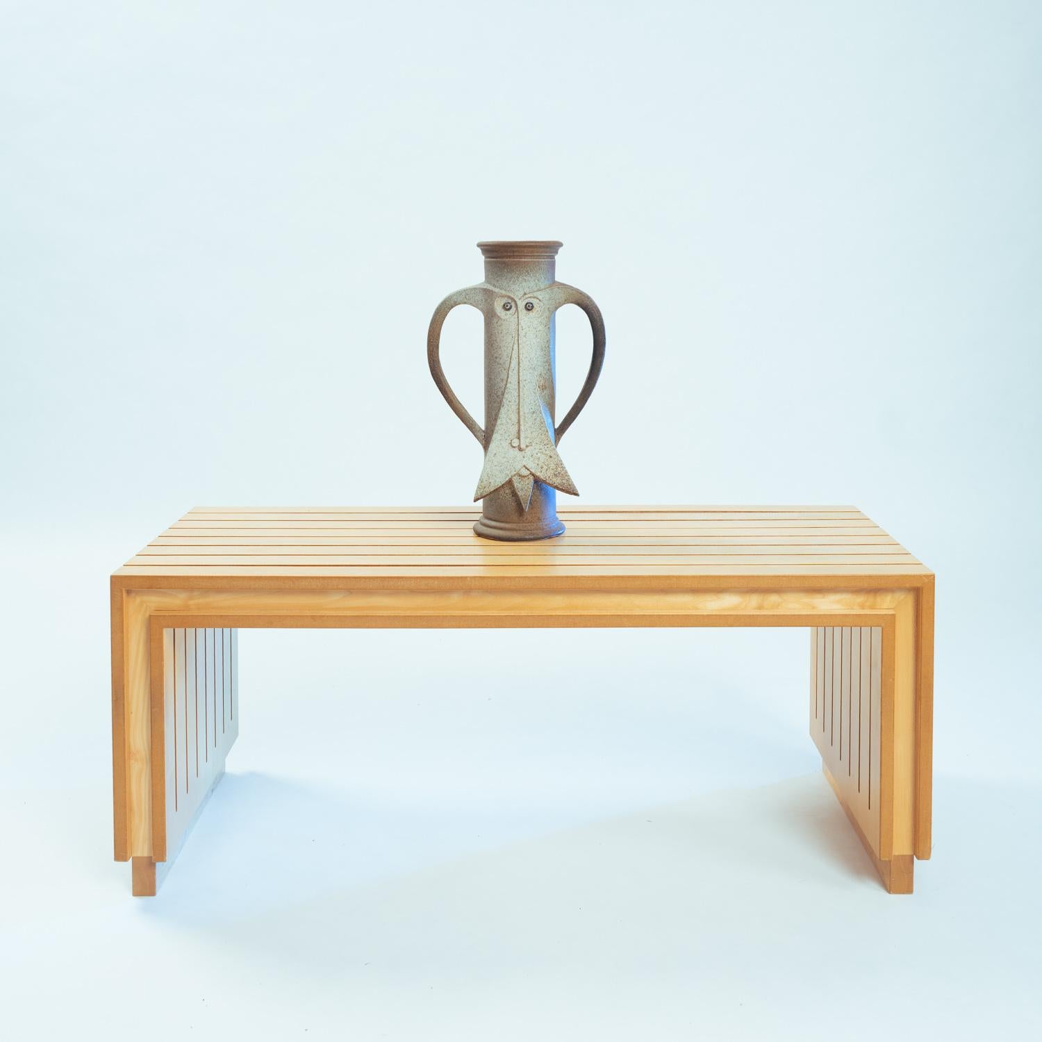 Panca a doghe in legno di olmo Ruud Jan Kokke, design olandese anni '80 in vendita 4