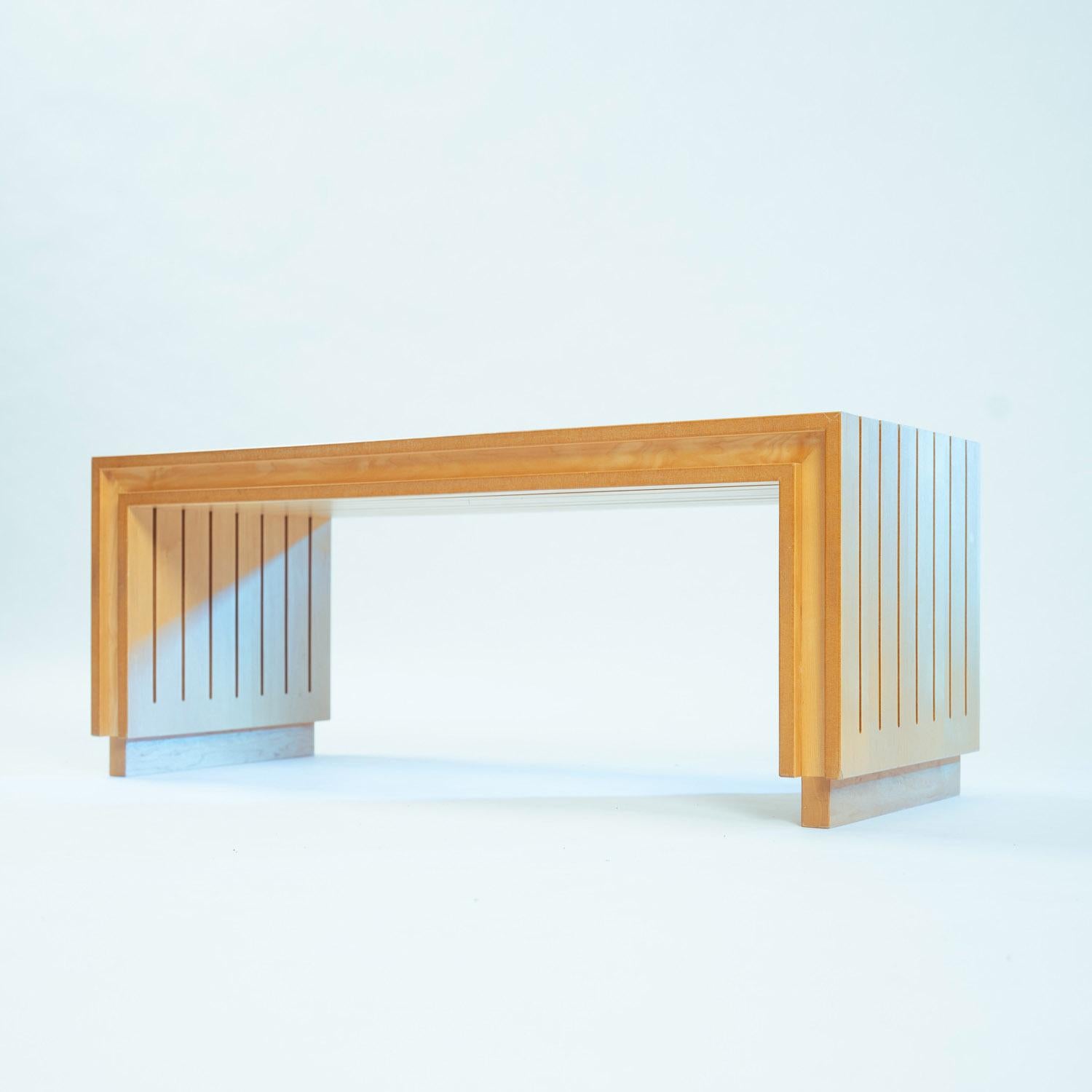 Banco de listones de madera de olmo Ruud Jan Kokke, diseño holandés años 80 en venta 6