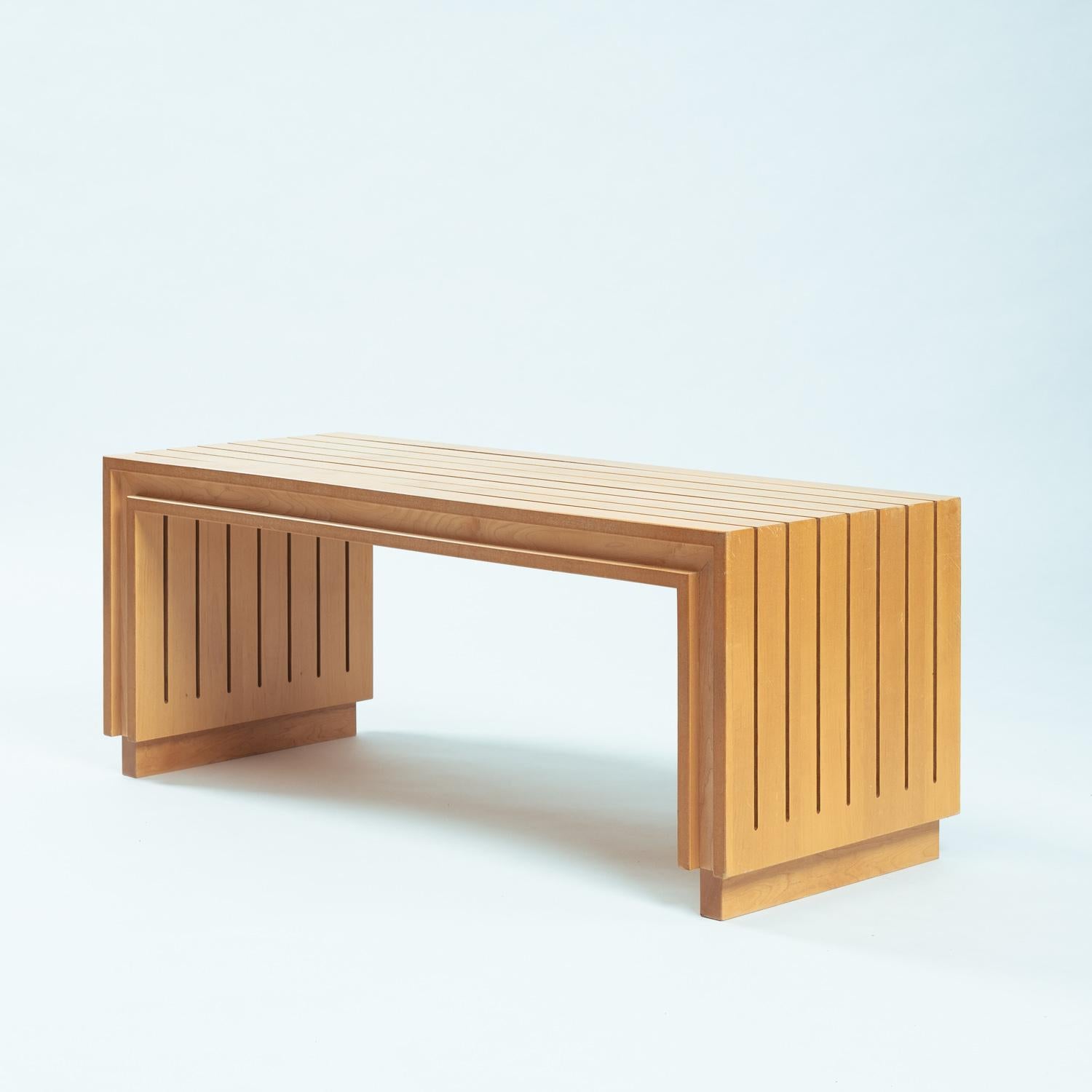 Banco de listones de madera de olmo Ruud Jan Kokke, diseño holandés años 80 Holandés en venta