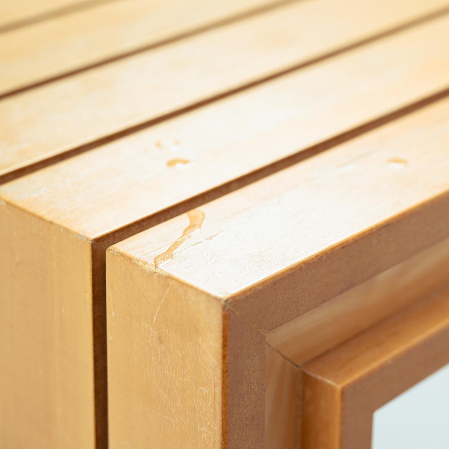 Banco de listones de madera de olmo Ruud Jan Kokke, diseño holandés años 80 finales del siglo XX en venta