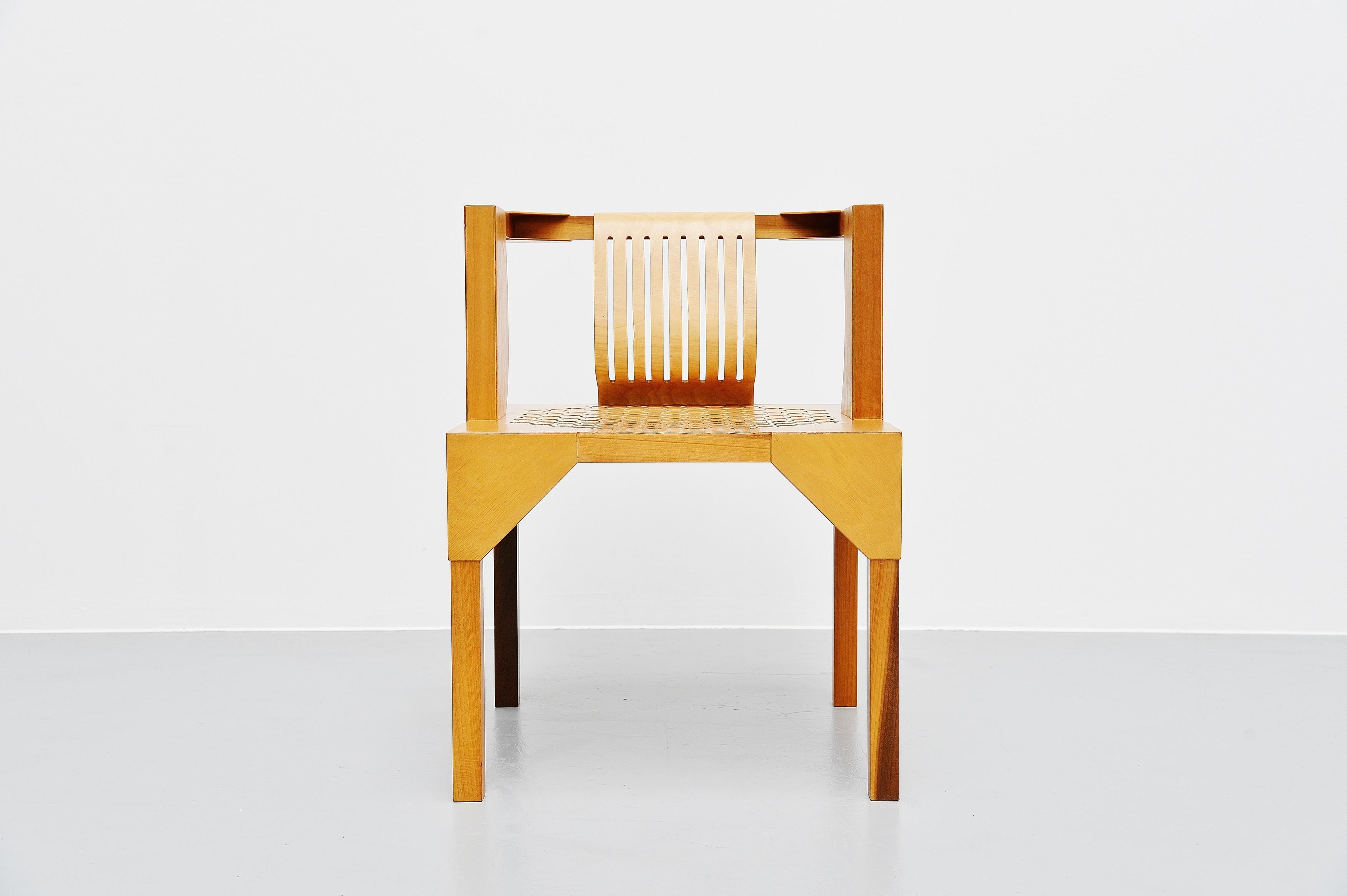 Beech Ruud Jan Kokke Modernist Slat Chair, Holland, 1986