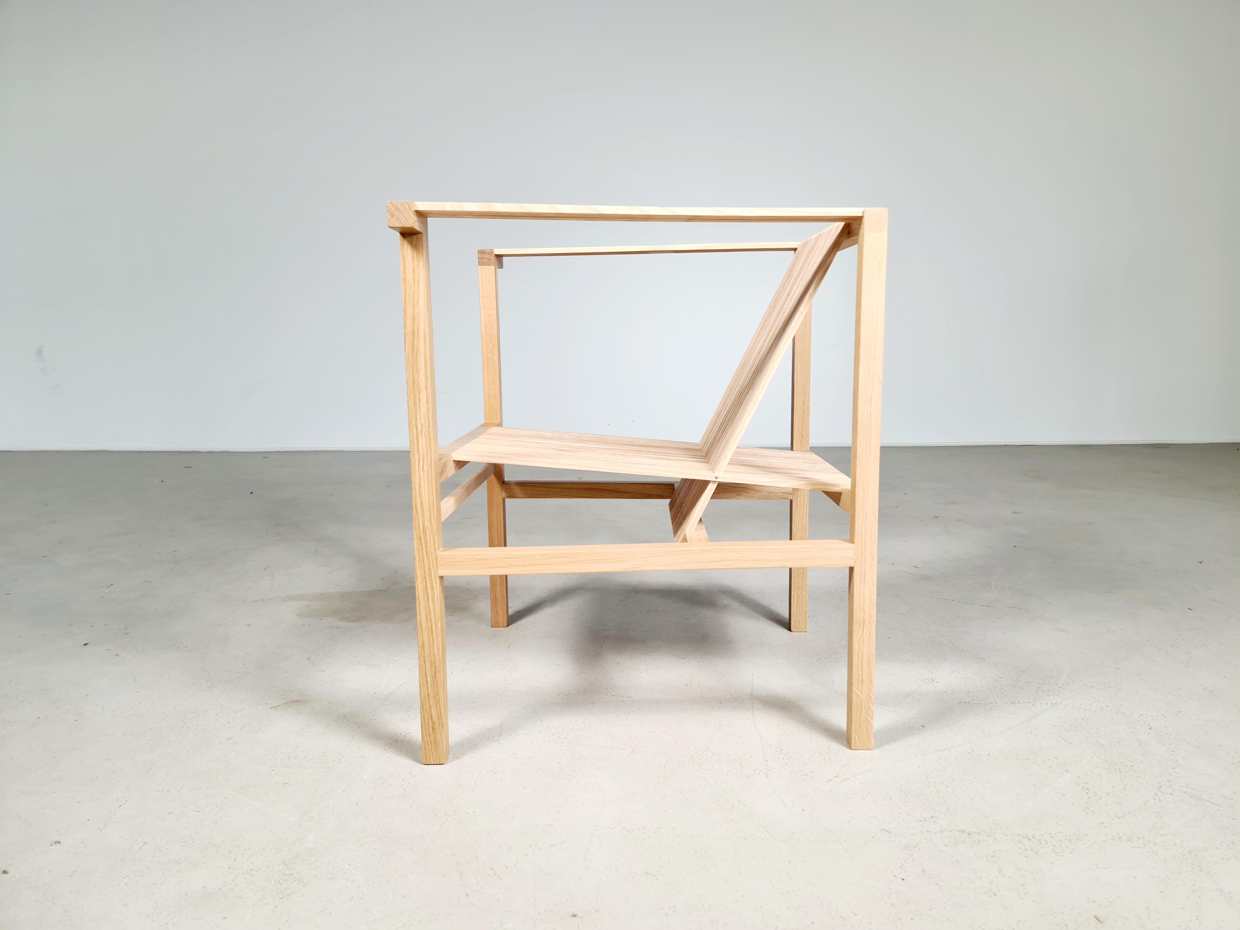 Oak Ruud-Jan Kokke Slat Chair 'fauteuil 21', the Netherlands For Sale