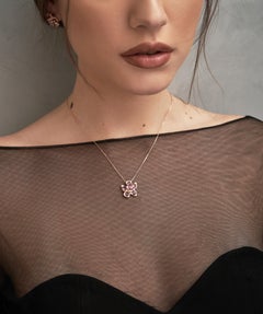 Ruwaya 18K Rose Gold Flower Pink sapphire Pendant