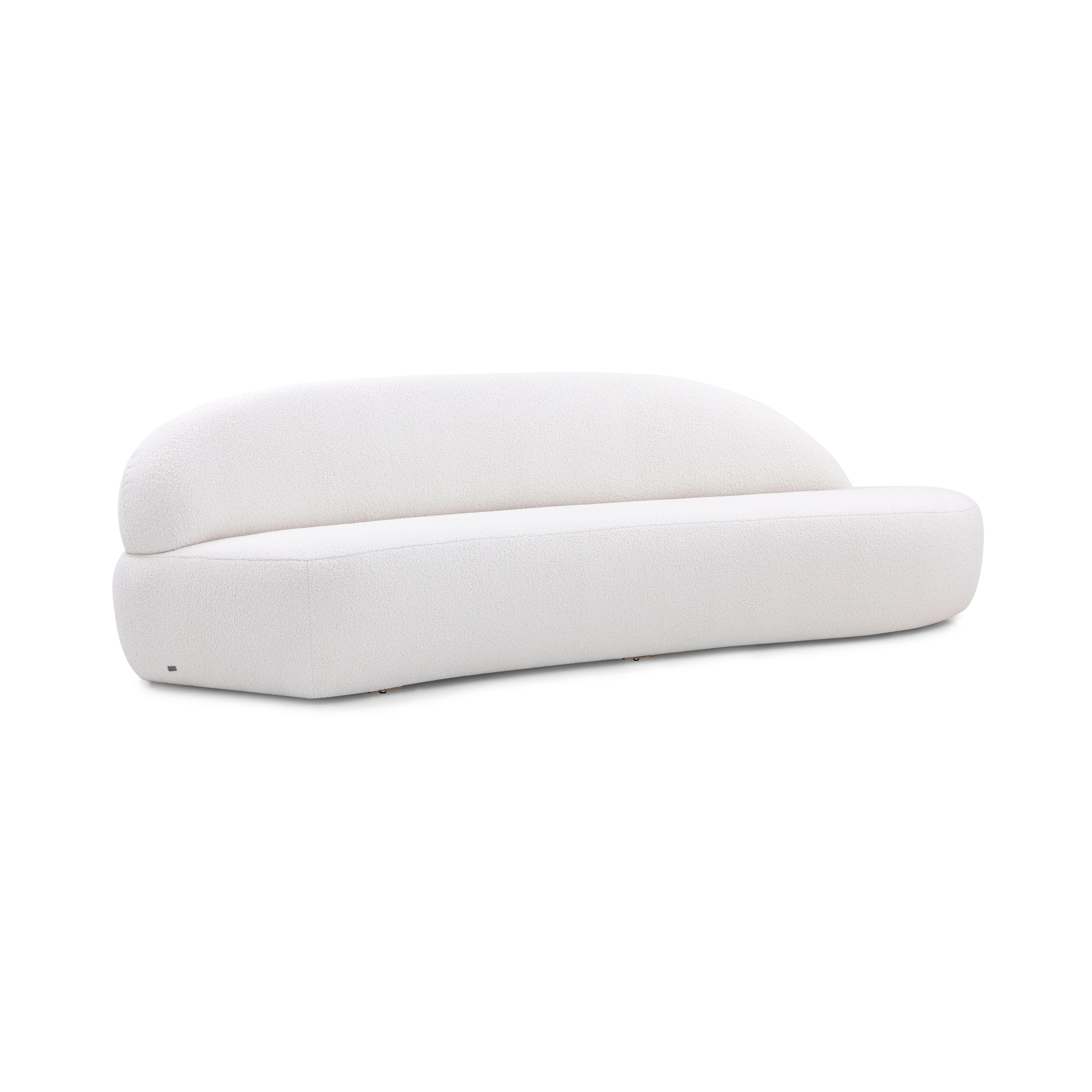 Canapé modulaire personnalisable Ruy conçu par Sérgio Batista pour Uultis en tissu faux mouton blanc, module de gauche. Le canapé modulable Ruy, inspiré par l'œuvre emblématique de Ruy Ohtake, incarne la fusion du design contemporain et de la