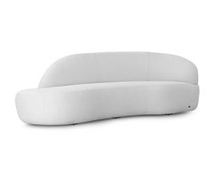 Modulares rechtsseitiges Sofa mit weißem Boucle-Stoff in der Mitte, anpassbares Ruinendesign