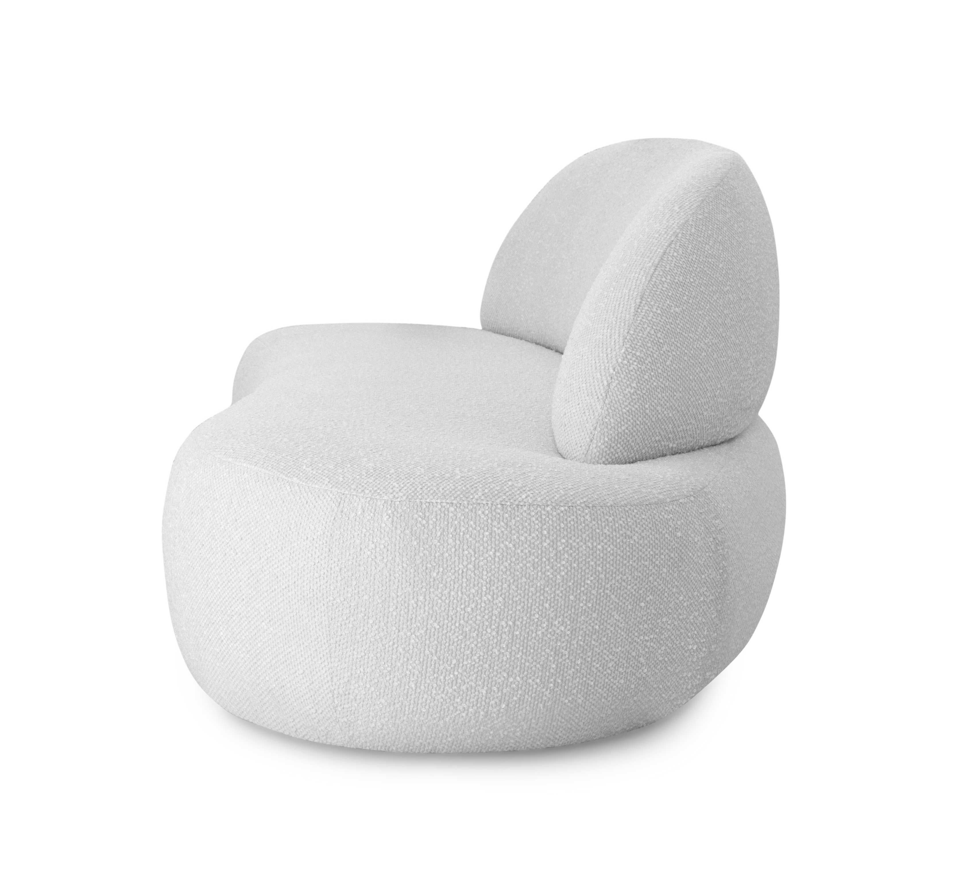 Moderno Divano modulare destro in tessuto boucle bianco, design Ruy personalizzabile in vendita