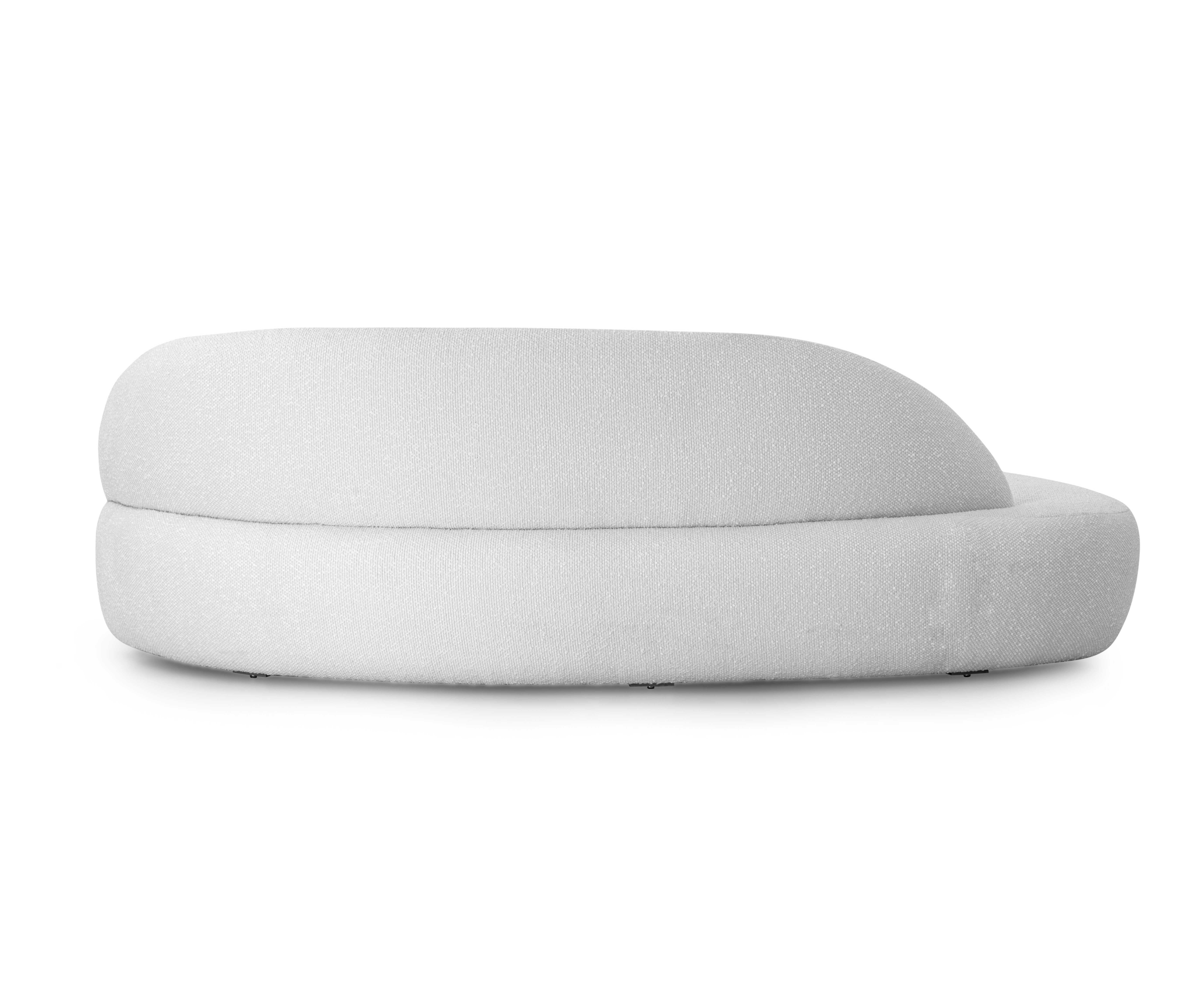 Brasiliano Divano modulare destro in tessuto boucle bianco, design Ruy personalizzabile in vendita