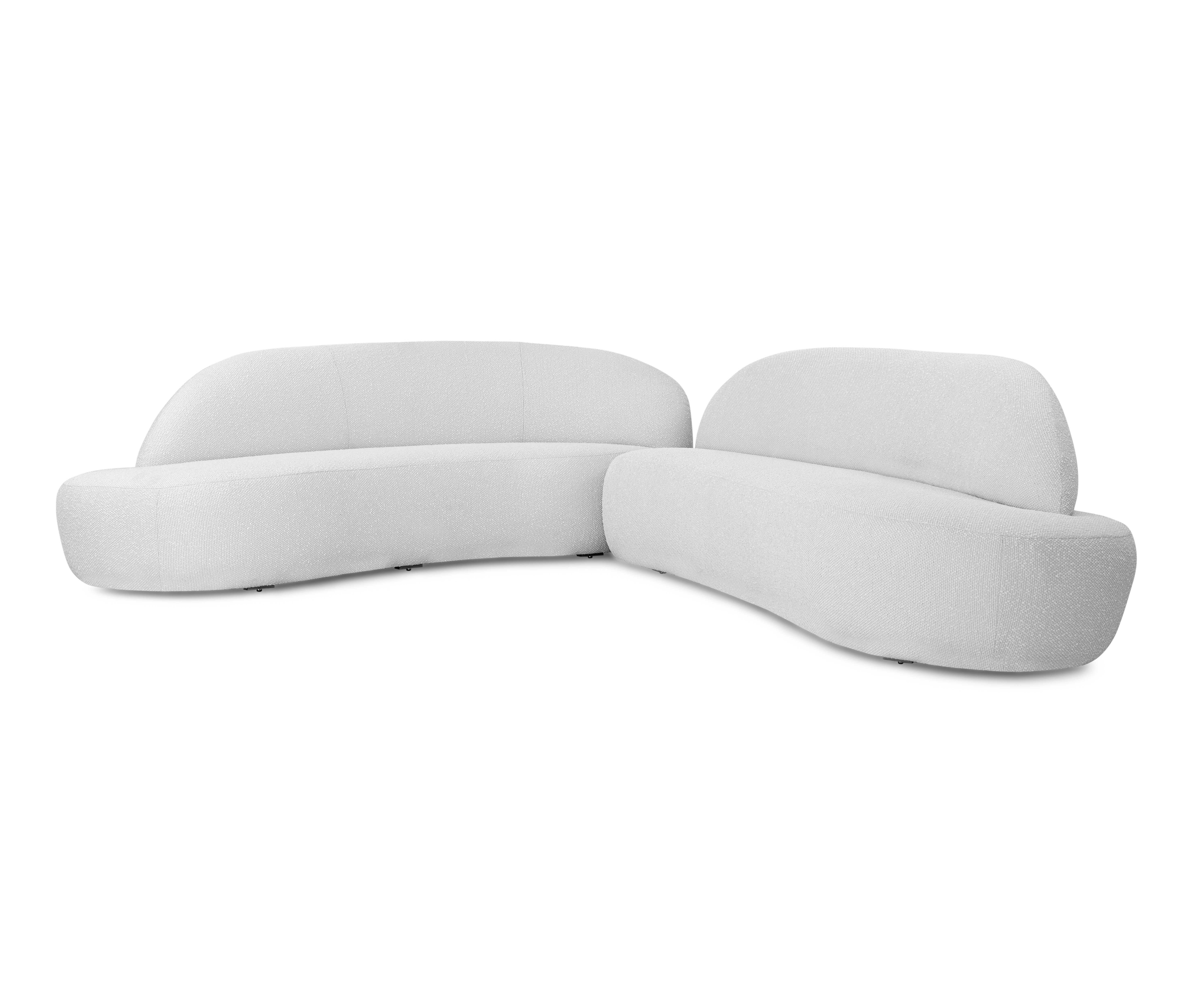 Divano modulare destro in tessuto boucle bianco, design Ruy personalizzabile In condizioni Nuovo in vendita a Miami, FL