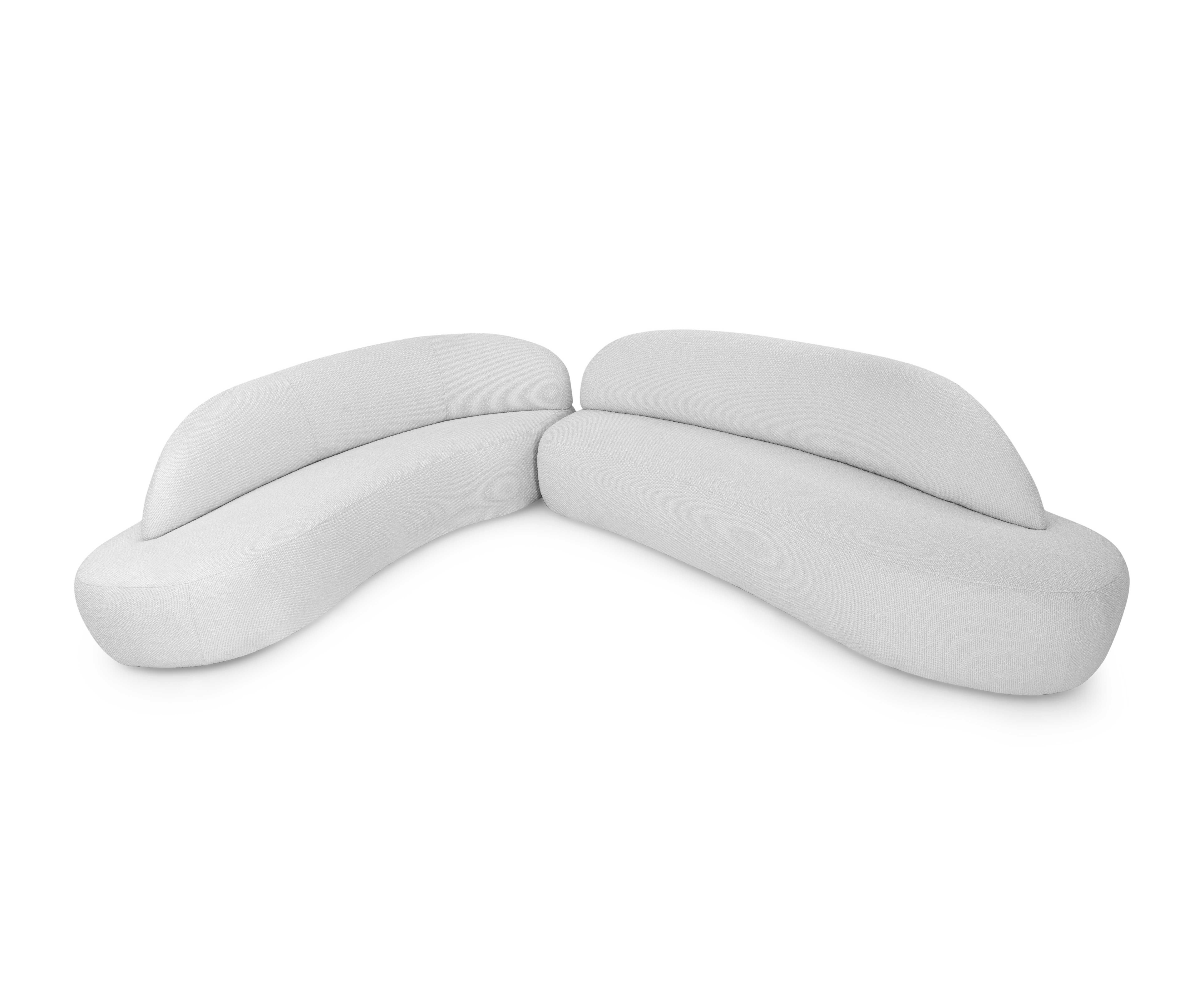 XXI secolo e contemporaneo Divano modulare destro in tessuto boucle bianco, design Ruy personalizzabile in vendita