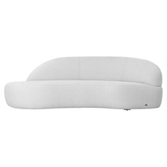 Canapé droit modulaire en tissu bouclé blanc, design Ruy personnalisable