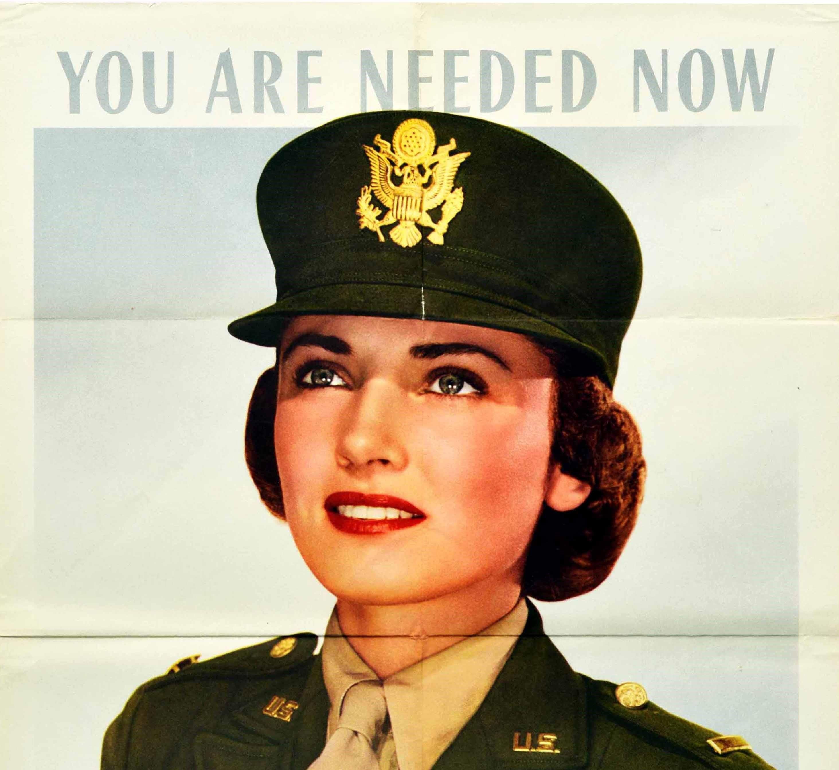 Original Vintage Poster Join The Army Nurse Corps WWII Red Cross Recruitment USA - Print by Ruzzie Green