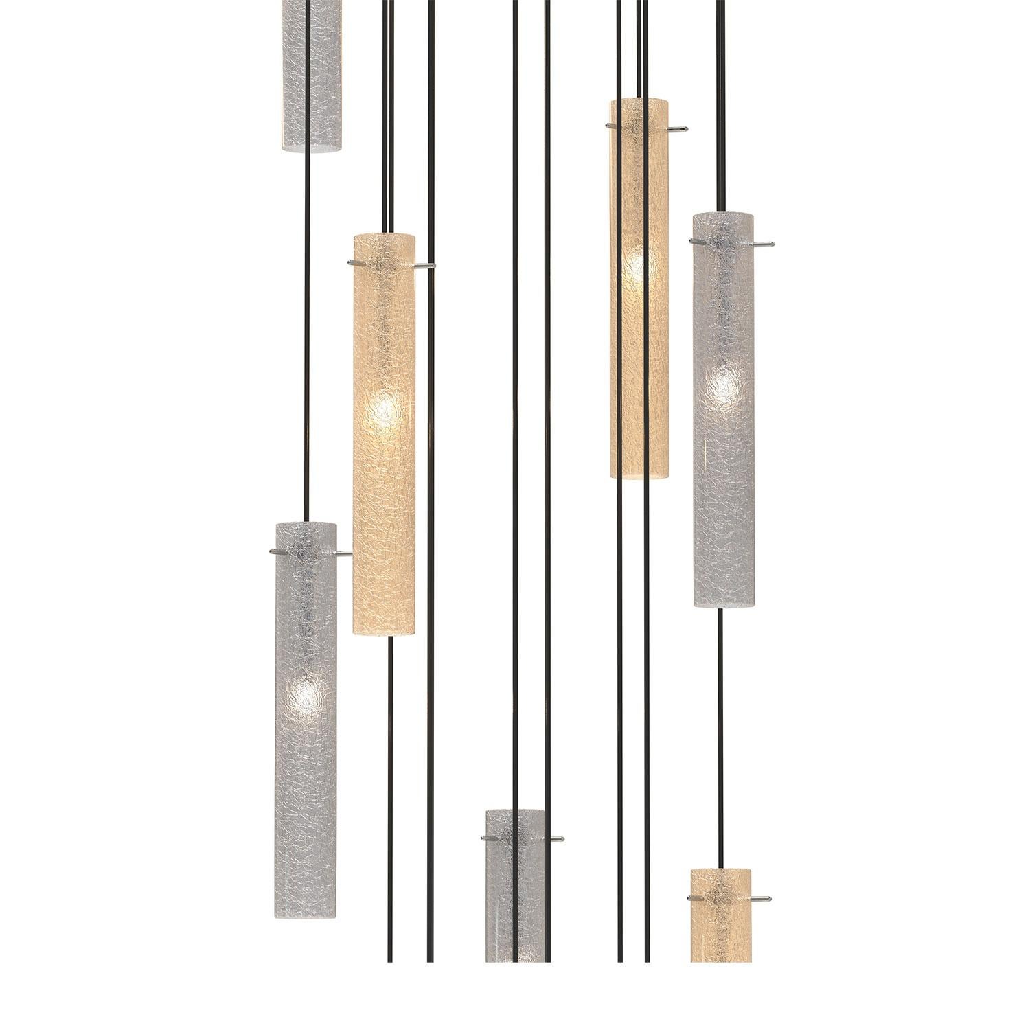 Italian Ruzzini Lampadario Giroscala a Cilindri in Vetro di Murano Design Contemporaneo For Sale
